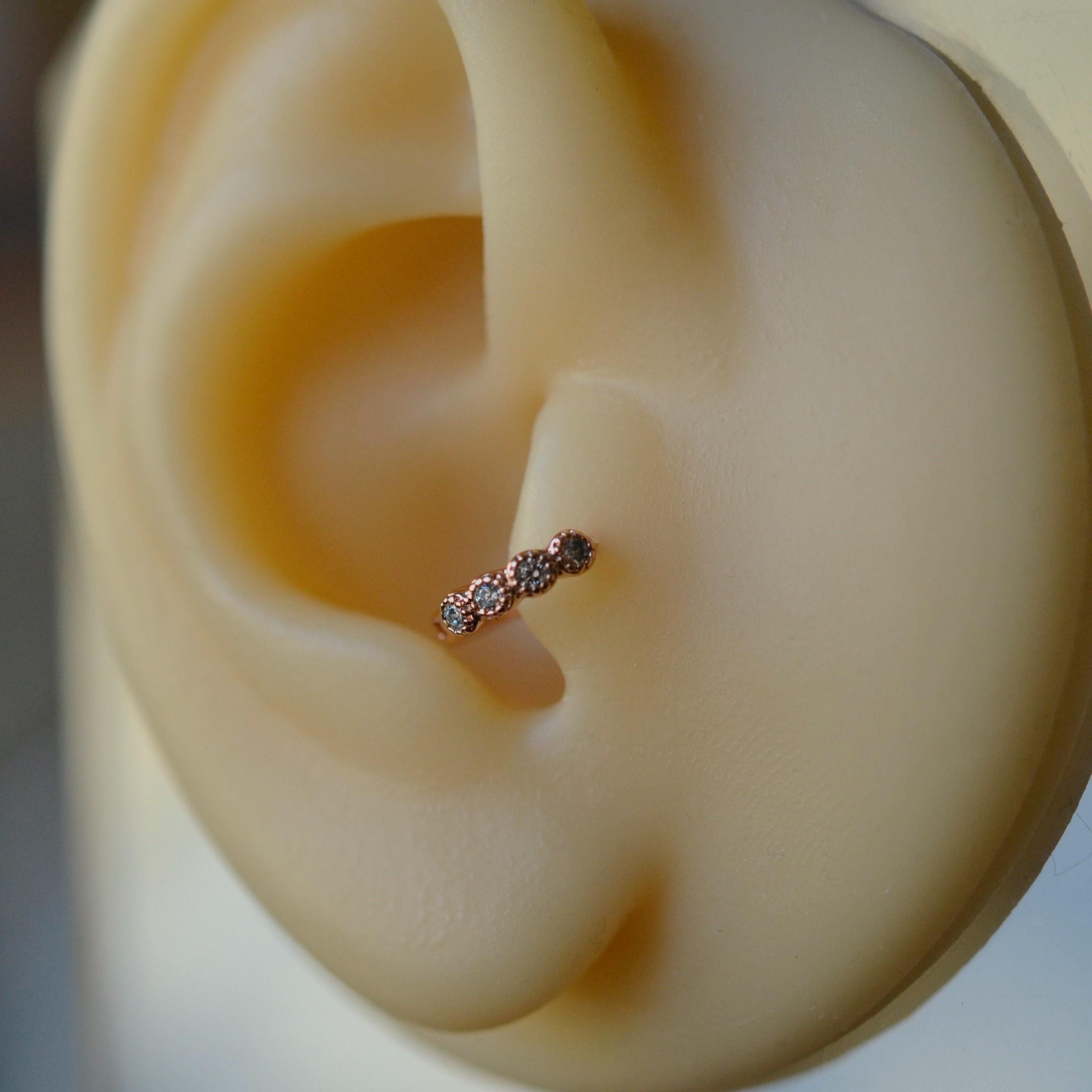 Rose Gold Renk Cerrahi Çelik Taşlı Halka Tragus Piercing Helix Lob Kıkırdak