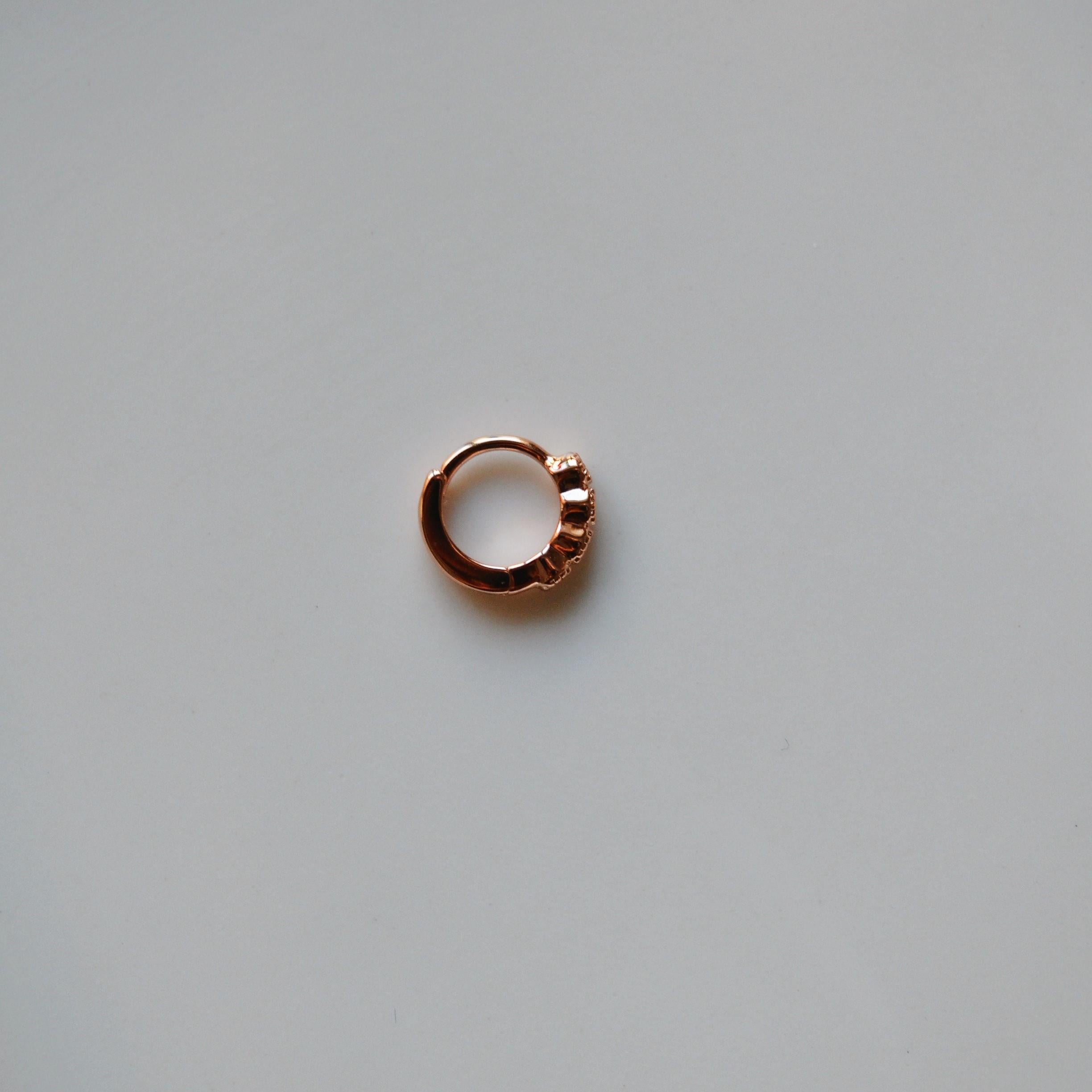 Rose Gold Renk Cerrahi Çelik Taşlı Halka Tragus Piercing Helix Lob Kıkırdak