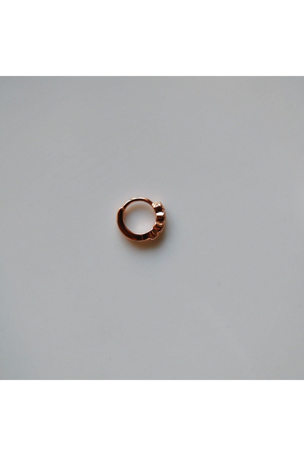 Rose Gold Renk Cerrahi Çelik Taşlı Halka Tragus Piercing Helix Lob Kıkırdak