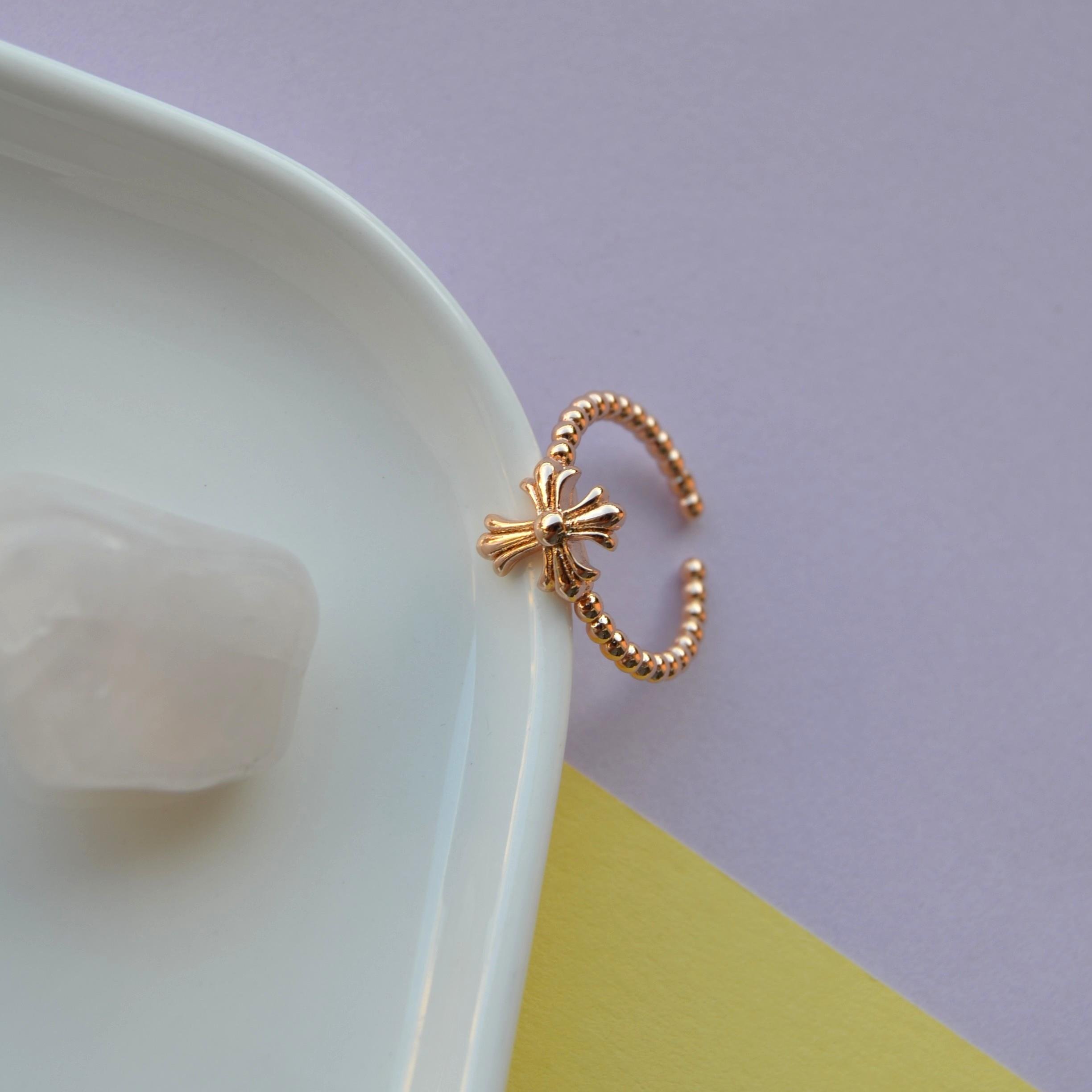 Rose Gold Renk Cross Yüzük Haç Model Ayarlanabilir Yüzük