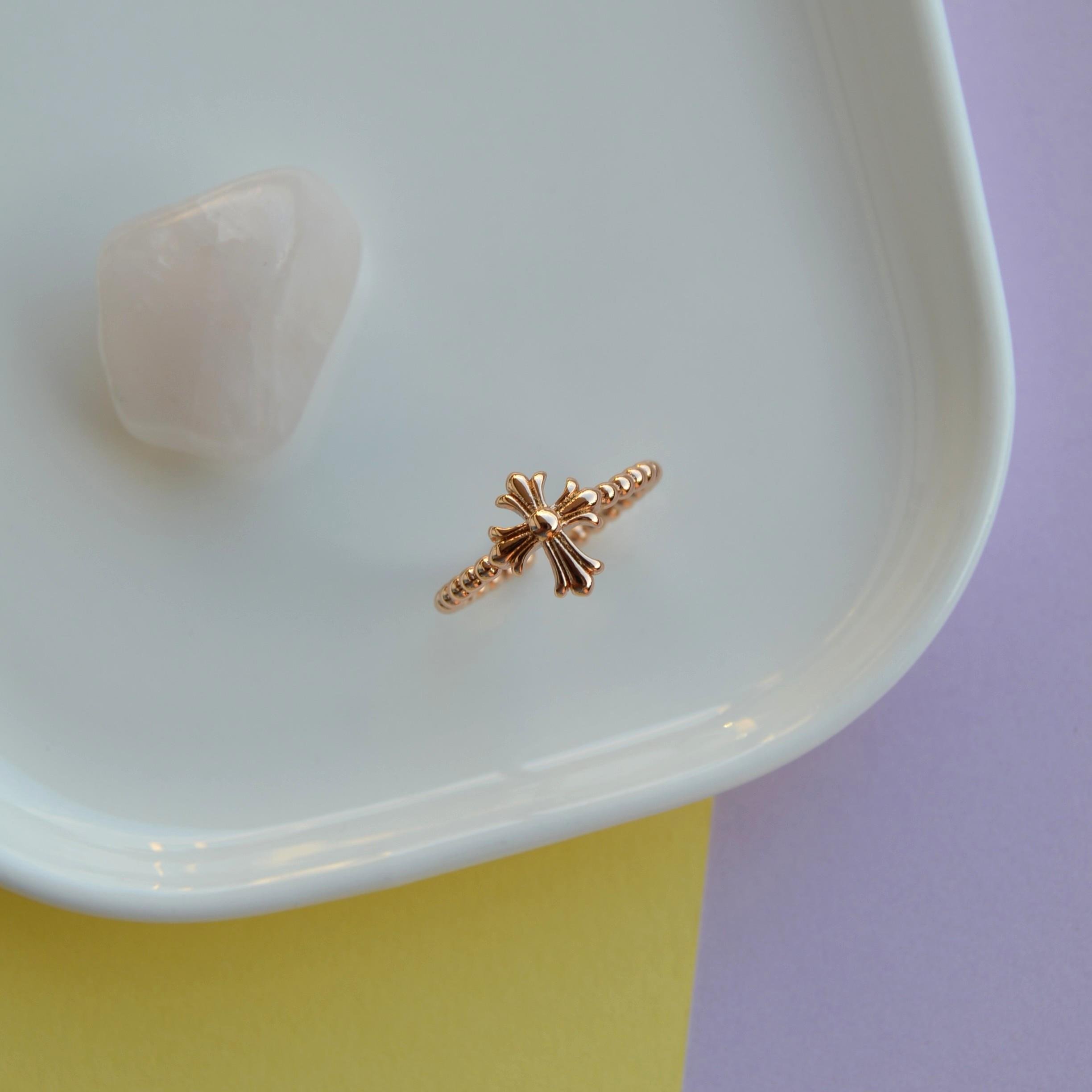 Rose Gold Renk Cross Yüzük Haç Model Ayarlanabilir Yüzük