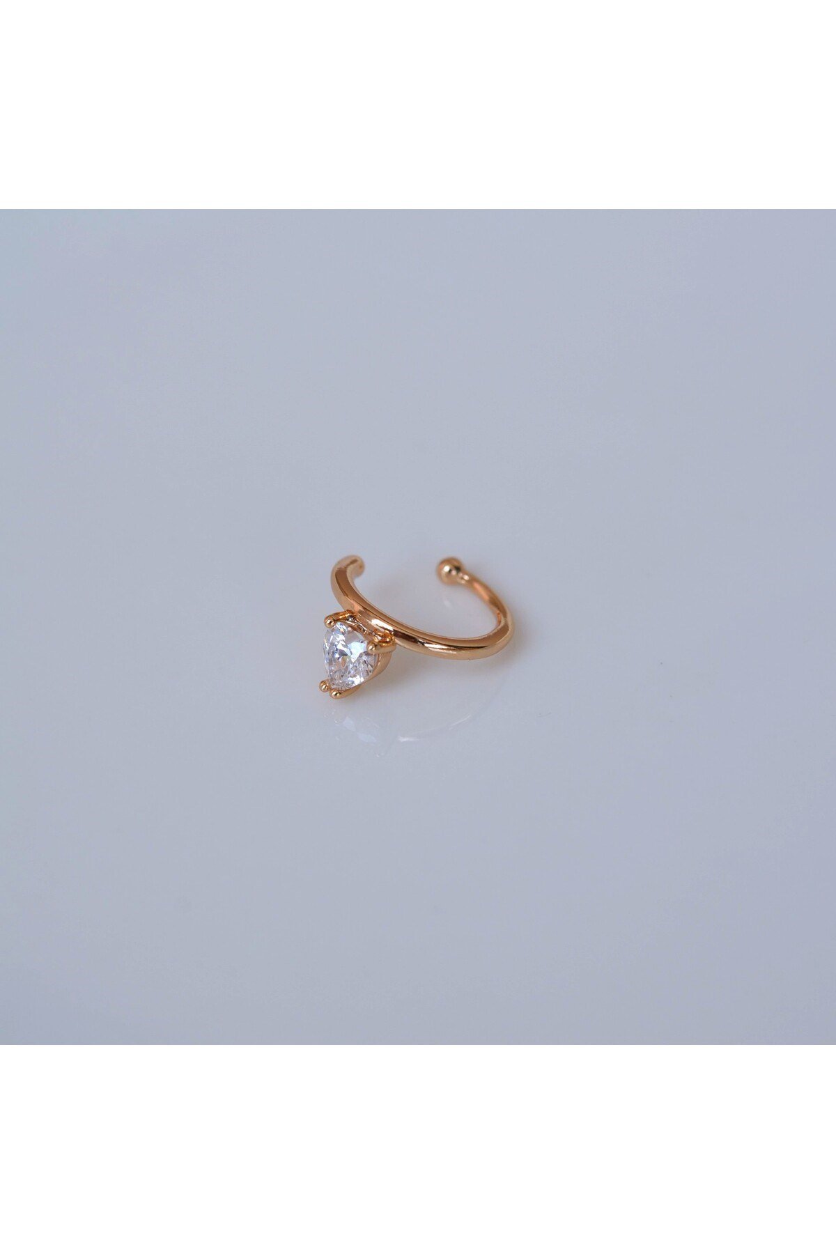 Rose Gold Renk Tektaş Earcuff Sıkıştırma Kıkırdak Küpesi Delik Gerektirmez