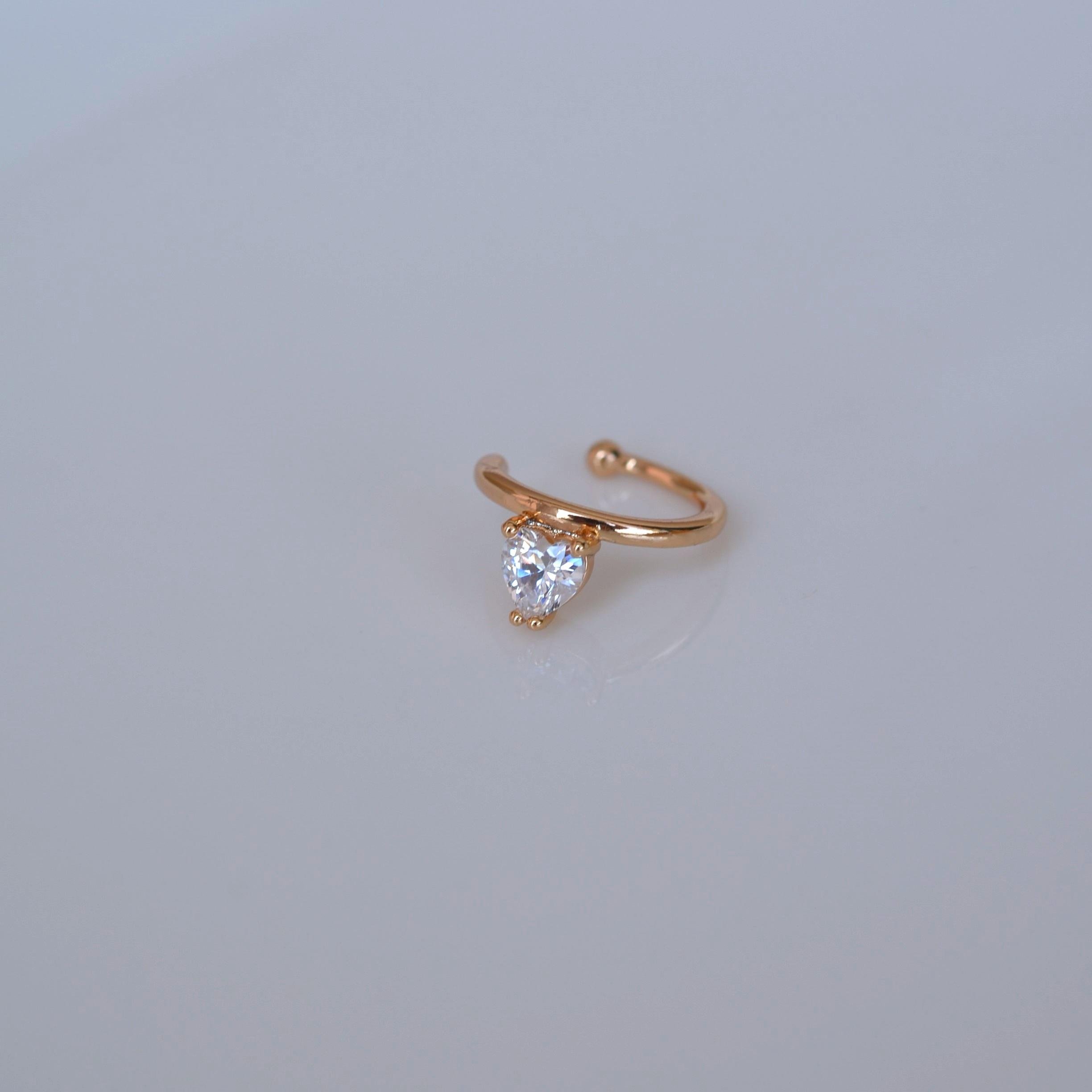 Rose Gold Renk Tektaş Earcuff Sıkıştırma Kıkırdak Küpesi Delik Gerektirmez