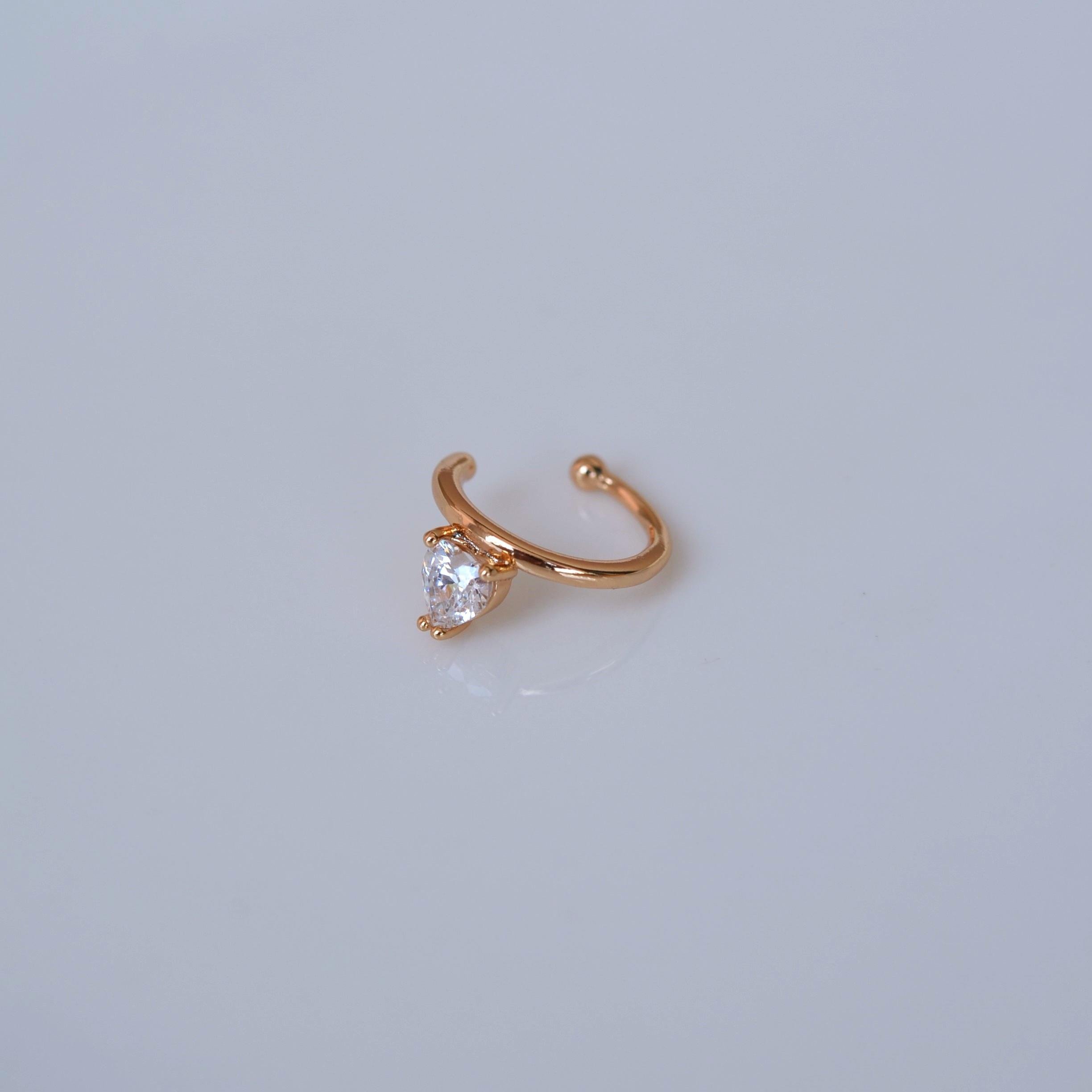 Rose Gold Renk Tektaş Earcuff Sıkıştırma Kıkırdak Küpesi Delik Gerektirmez