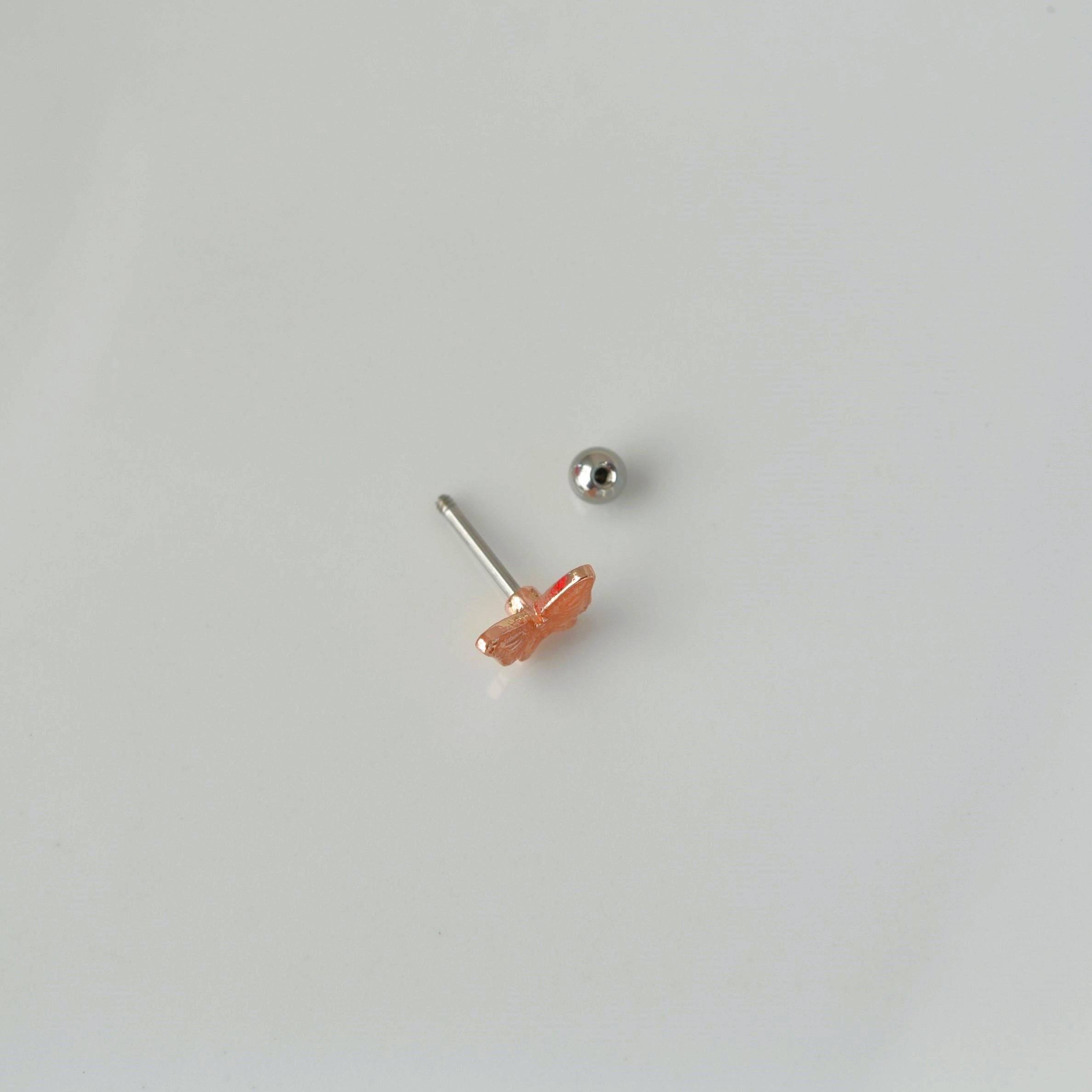 Rose Kelebekli Çelik Piercing Helix Kıkırdak Conch Lob
