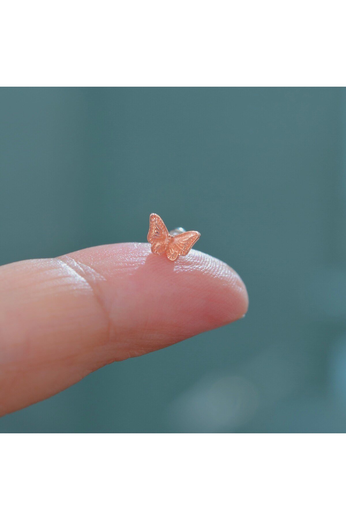 Rose Kelebekli Çelik Piercing Helix Kıkırdak Conch Lob