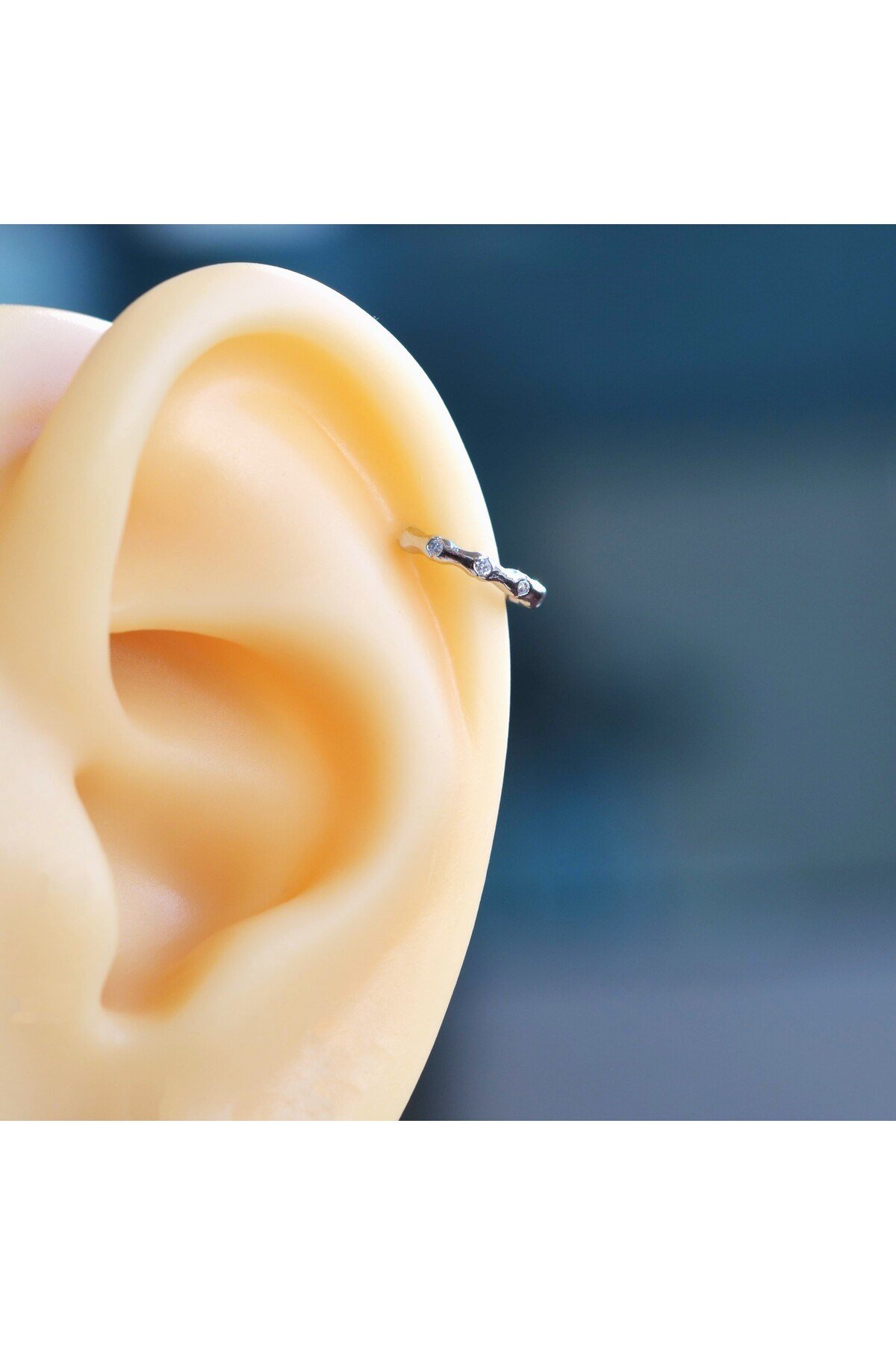 Silver Renk Cerrahi Çelik İnce Halka Tragus Piercing Helix Lob Kıkırdak