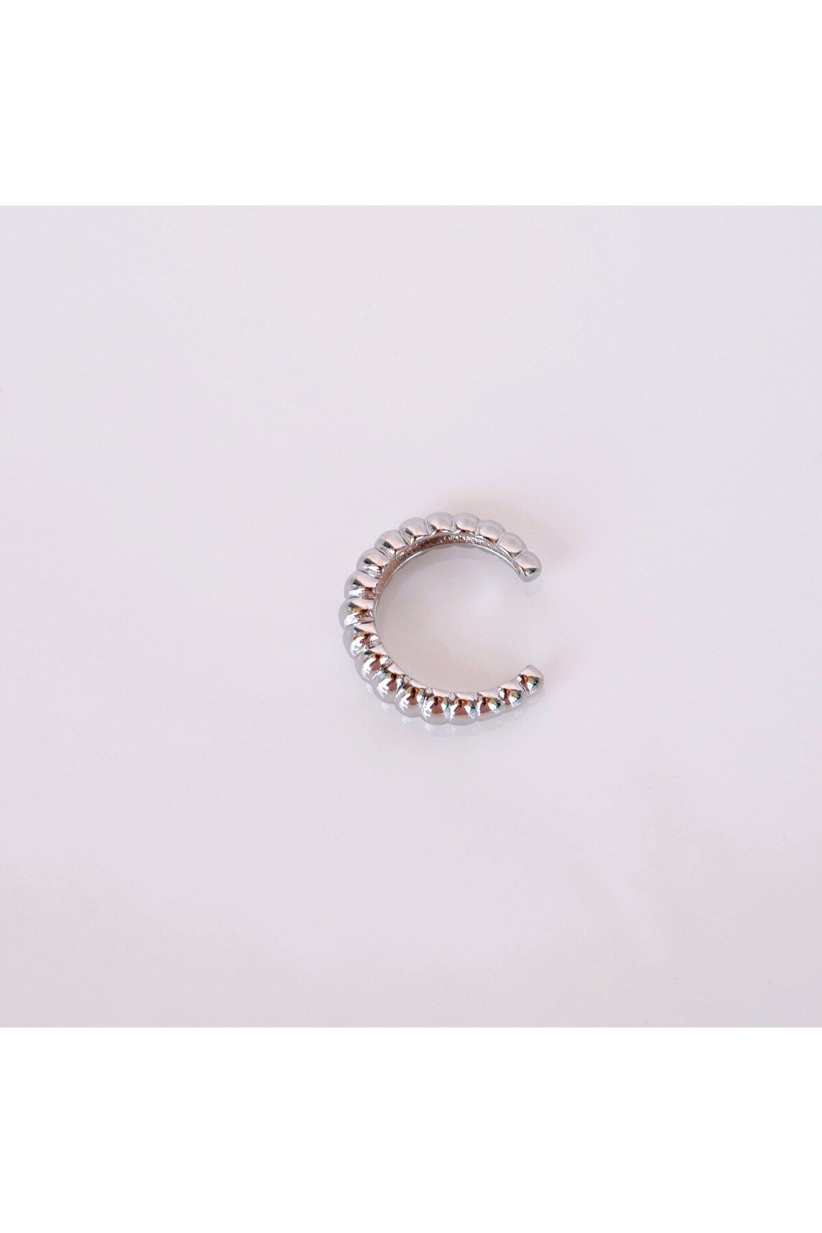 Silver Renk Deniz Kabuğu Model Earcuff Sıkıştırma Kıkırdak Küpe