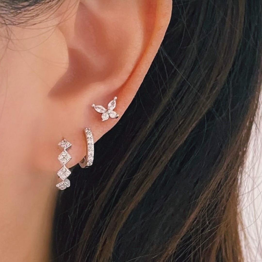 Silver Renkli Kelebek Helix Piercing Tragus Lob Conch 8 mm