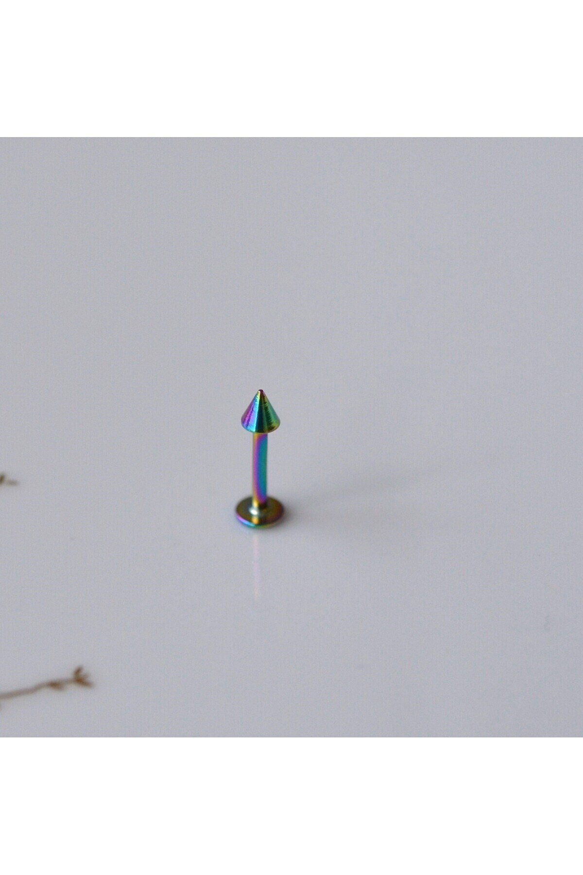 Sivri Uçlu Cerrahi Çelik Tragus Piercing Helix Kıkırdak 8 Mm Hologram Renk