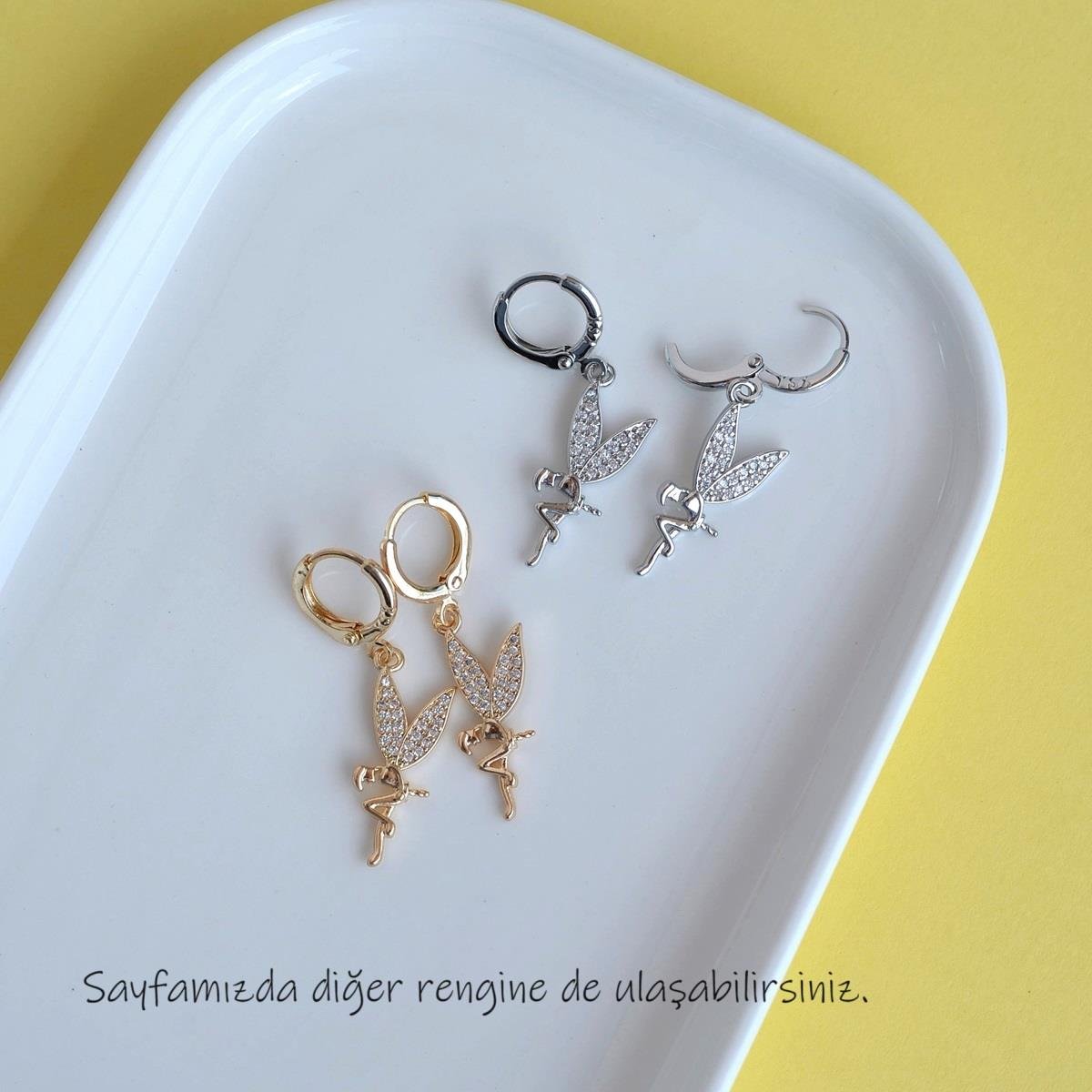 Su Perisi Charmlı Küpe Perili Küpe Silver Renkli