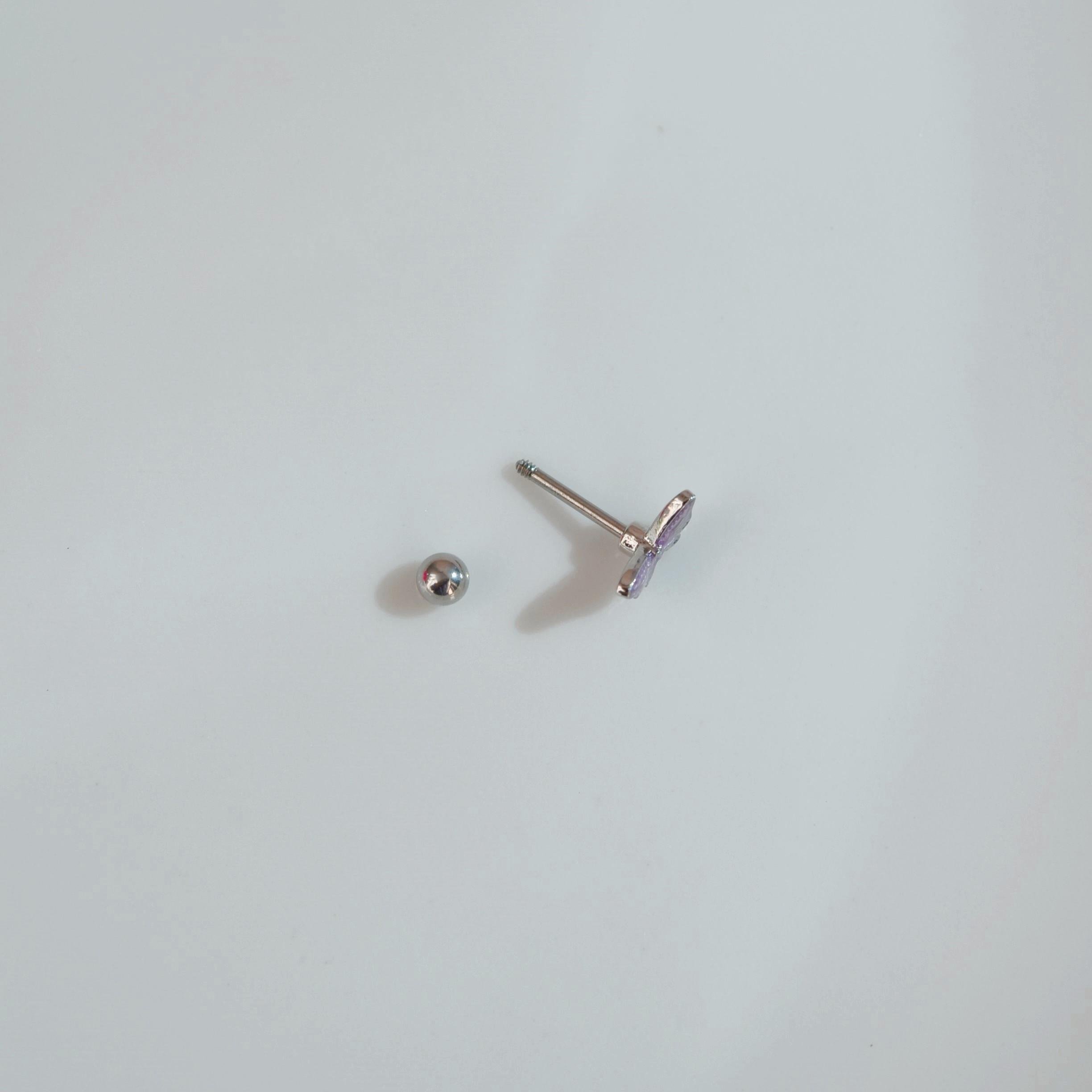 Su Yeşili Kelebekli Piercing Helix Kıkırdak Conch Lob Silver