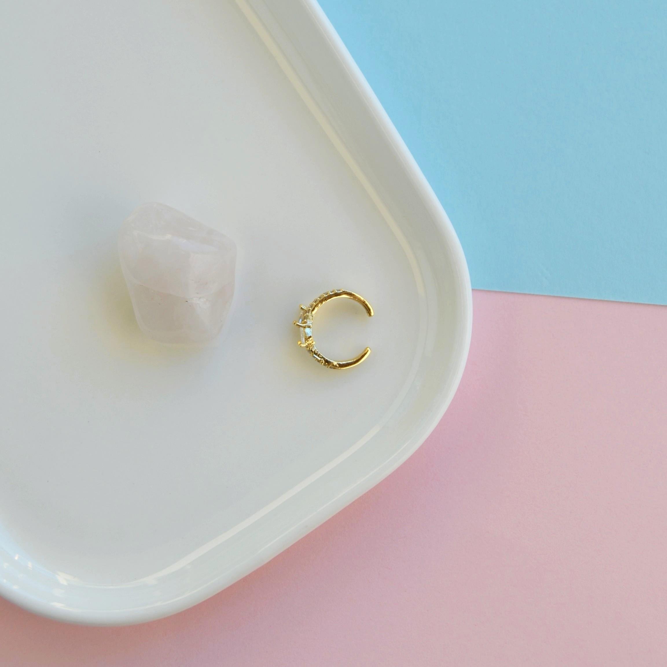 Taşlı Sıralı Earcuff İnce Taşlı Sıkıştırma Kıkırdak Küpesi Delik Gerektirmez Taşlı Minimal Yılan
