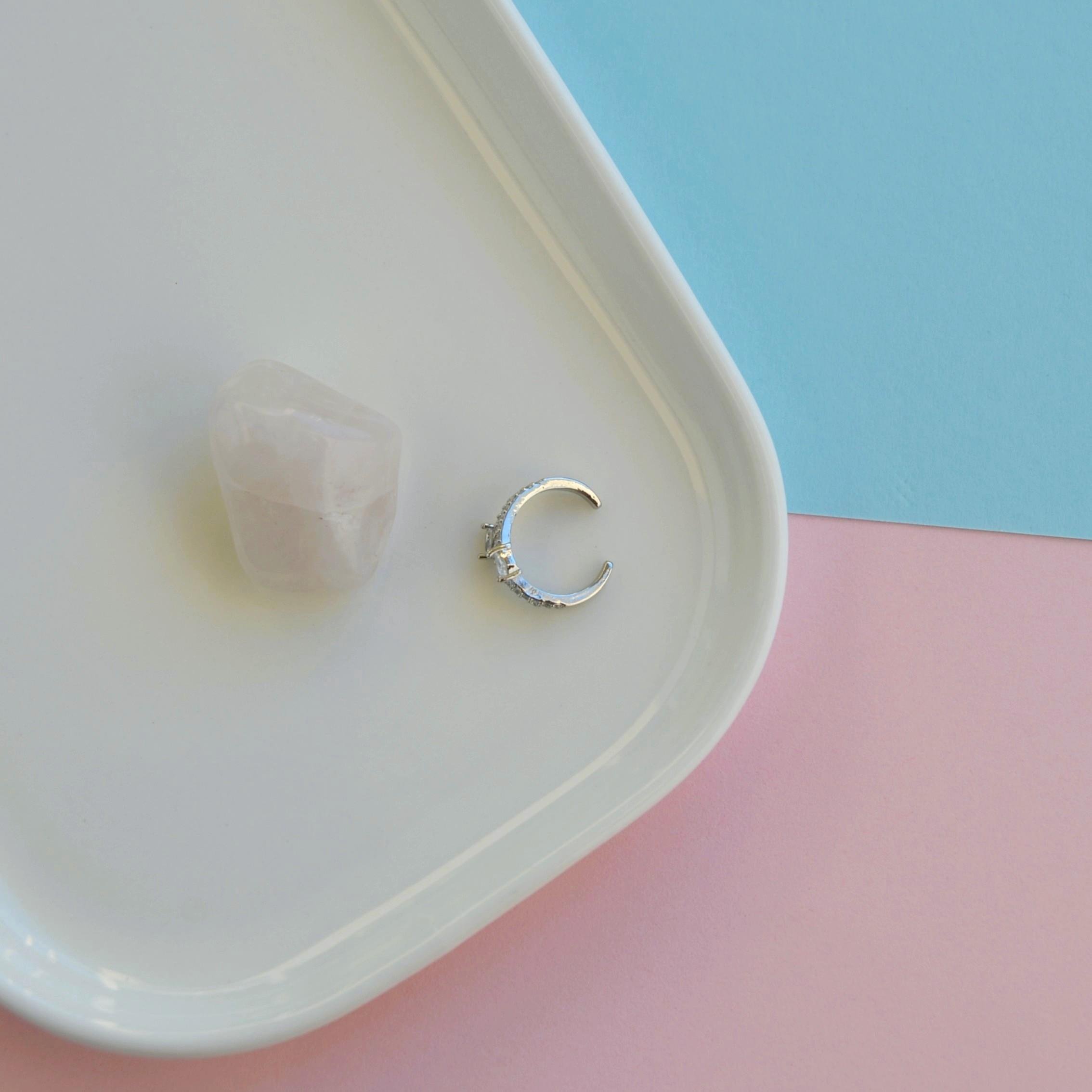 Taşlı Sıralı Earcuff İnce Taşlı Sıkıştırma Kıkırdak Küpesi Delik Gerektirmez Taşlı Minimal Yılan