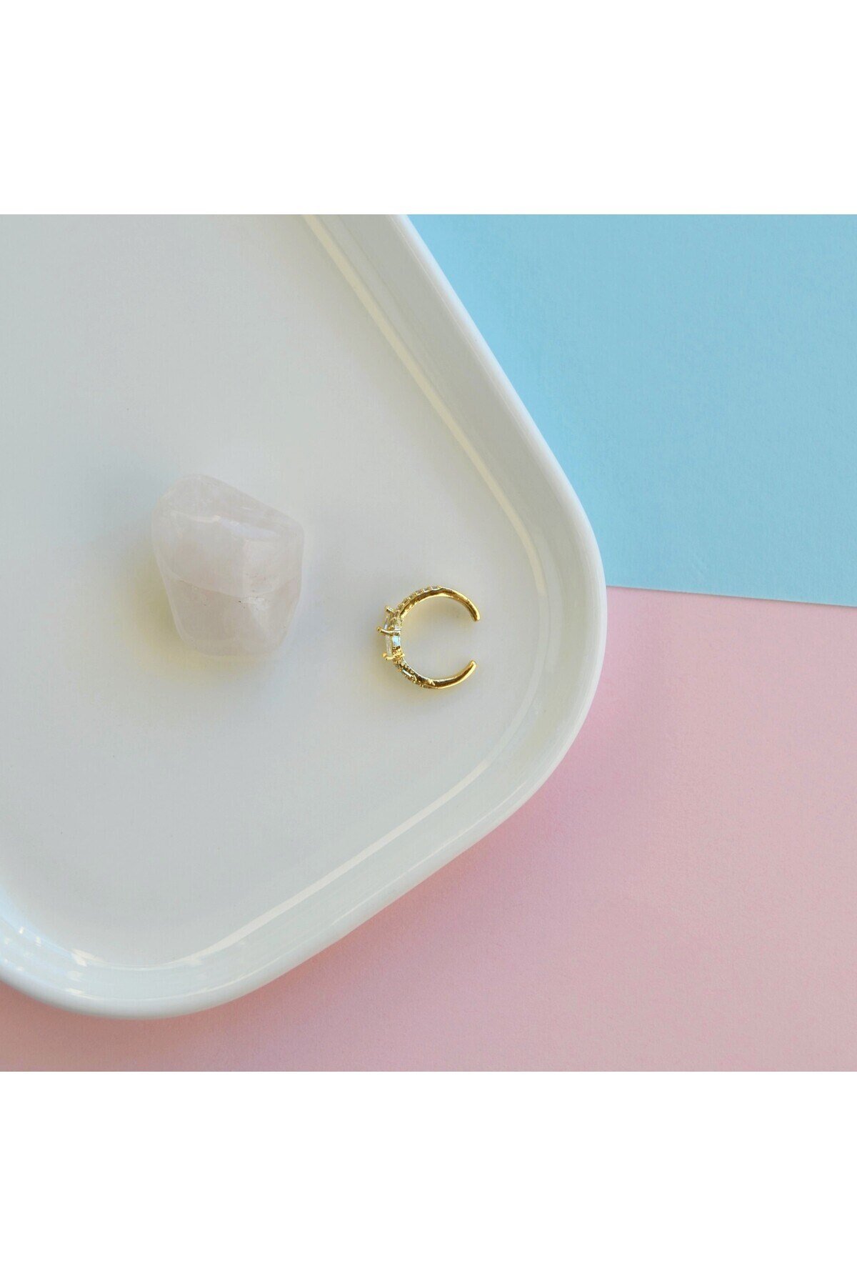 Taşlı Sıralı Earcuff İnce Taşlı Sıkıştırma Kıkırdak Küpesi Delik Gerektirmez Taşlı Minimal Yılan