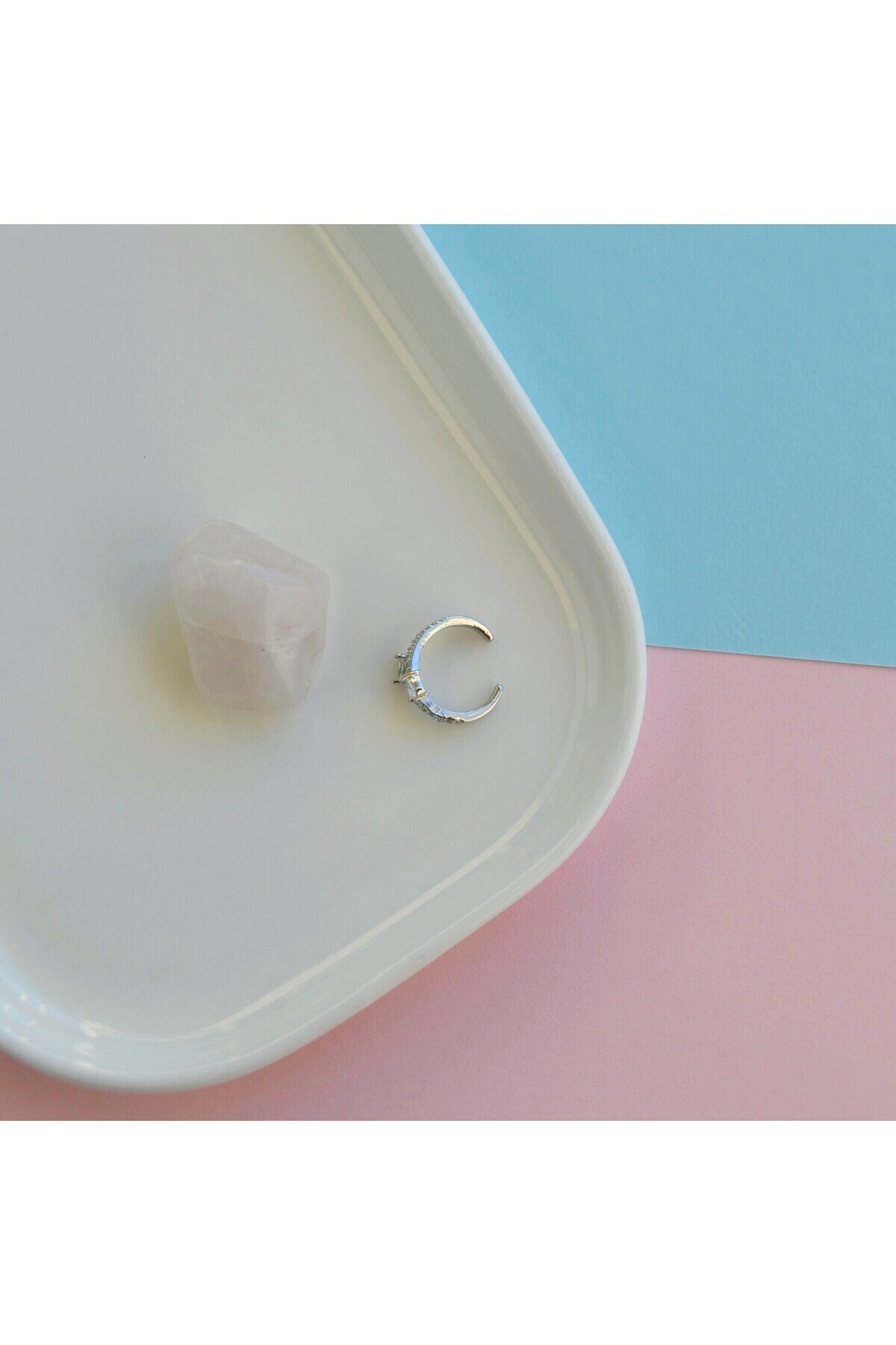 Taşlı Sıralı Earcuff İnce Taşlı Sıkıştırma Kıkırdak Küpesi Delik Gerektirmez Taşlı Minimal Yılan