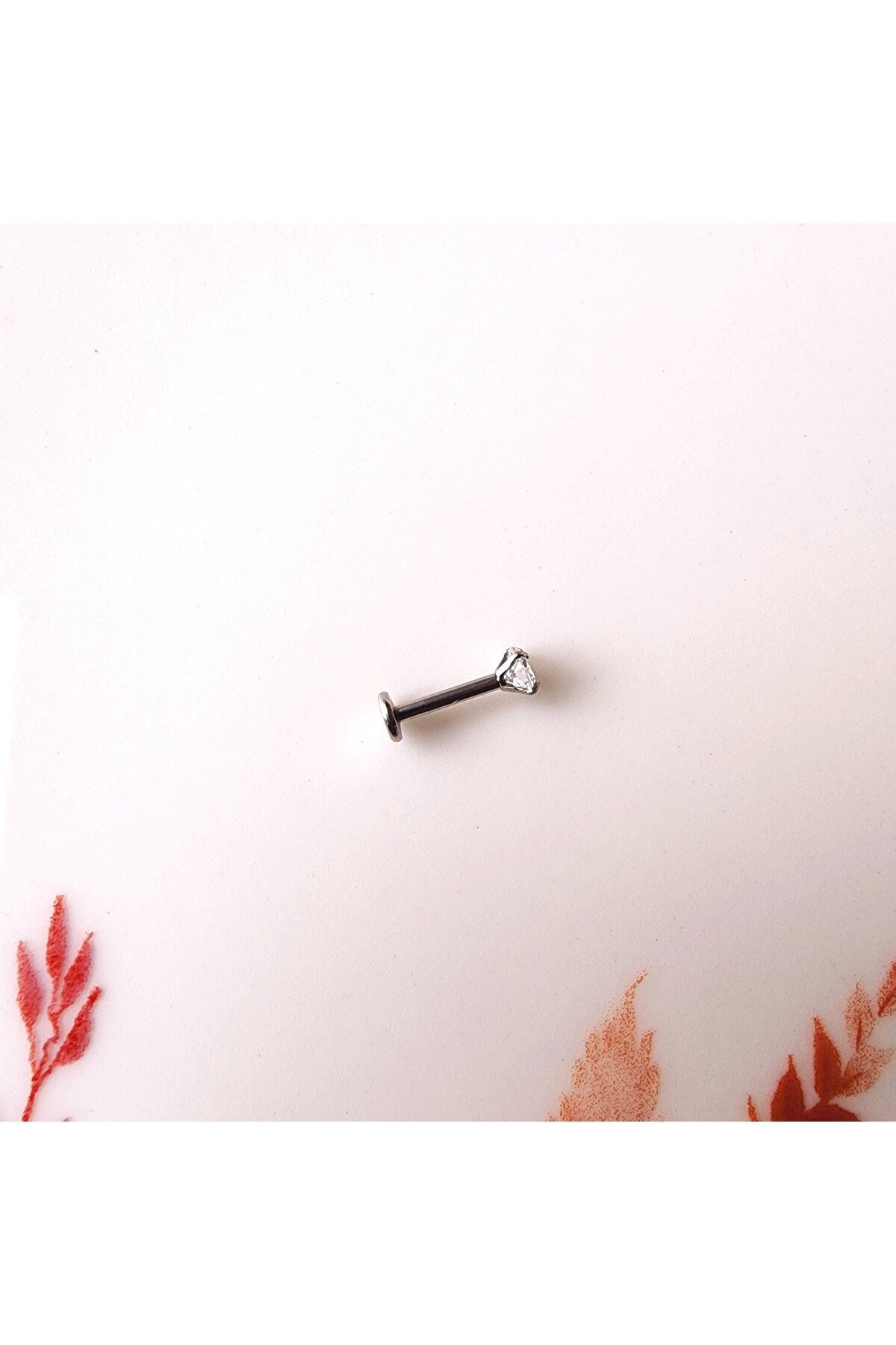 Tektaş Çelik Piercing Tragus Helix Kıkırdak Conch Gümüş Renk 8 mm