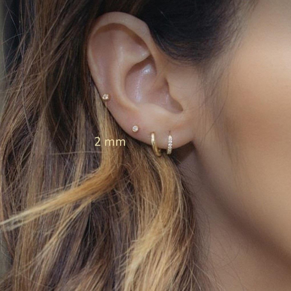 Tektaş Cerrahi Çelik Piercing Tragus Helix Kıkırdak Conch Gold Renk 6 mm (2 Adet)