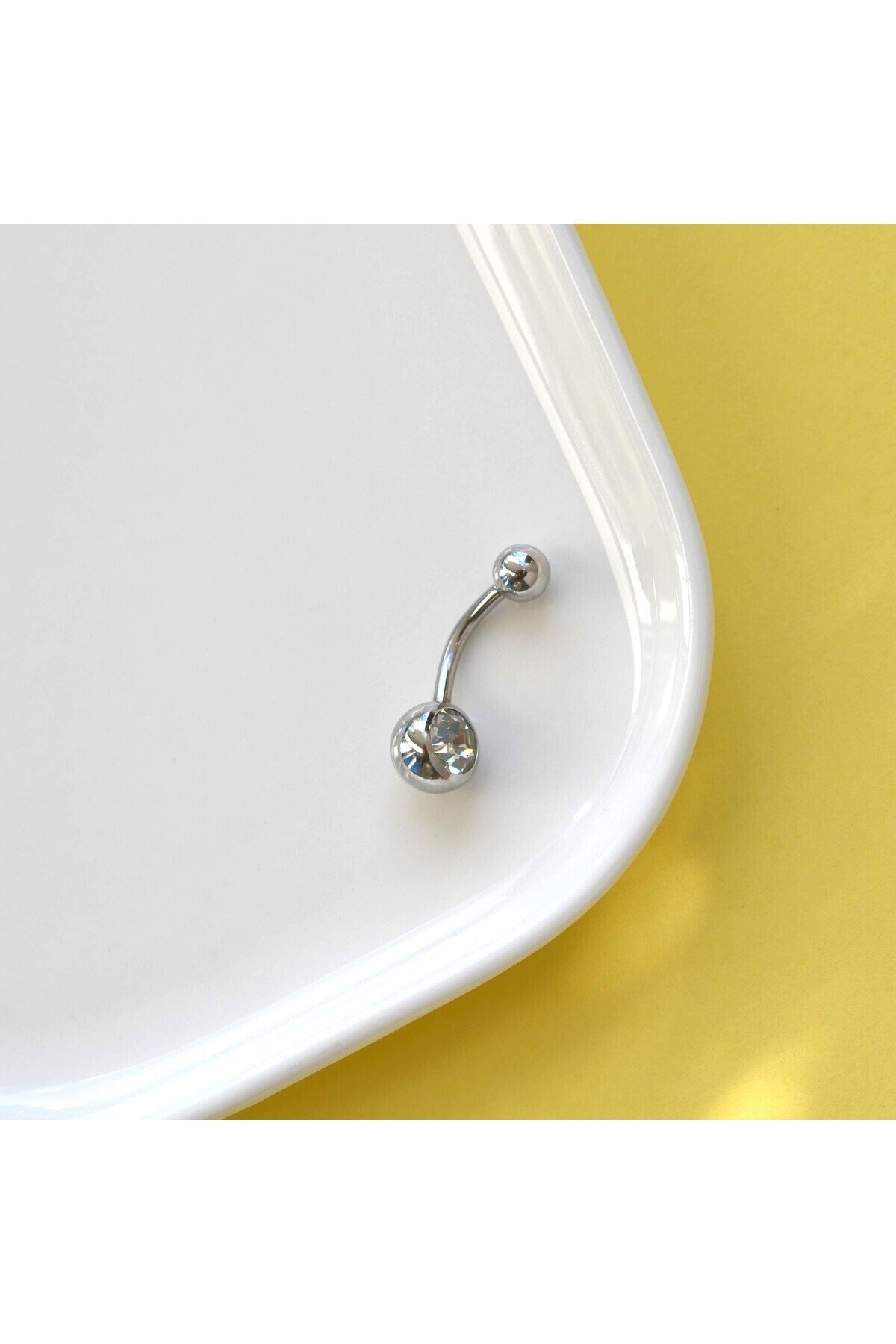 Tektaş Minimal Göbek Piercingi Çelik Silver Renkli