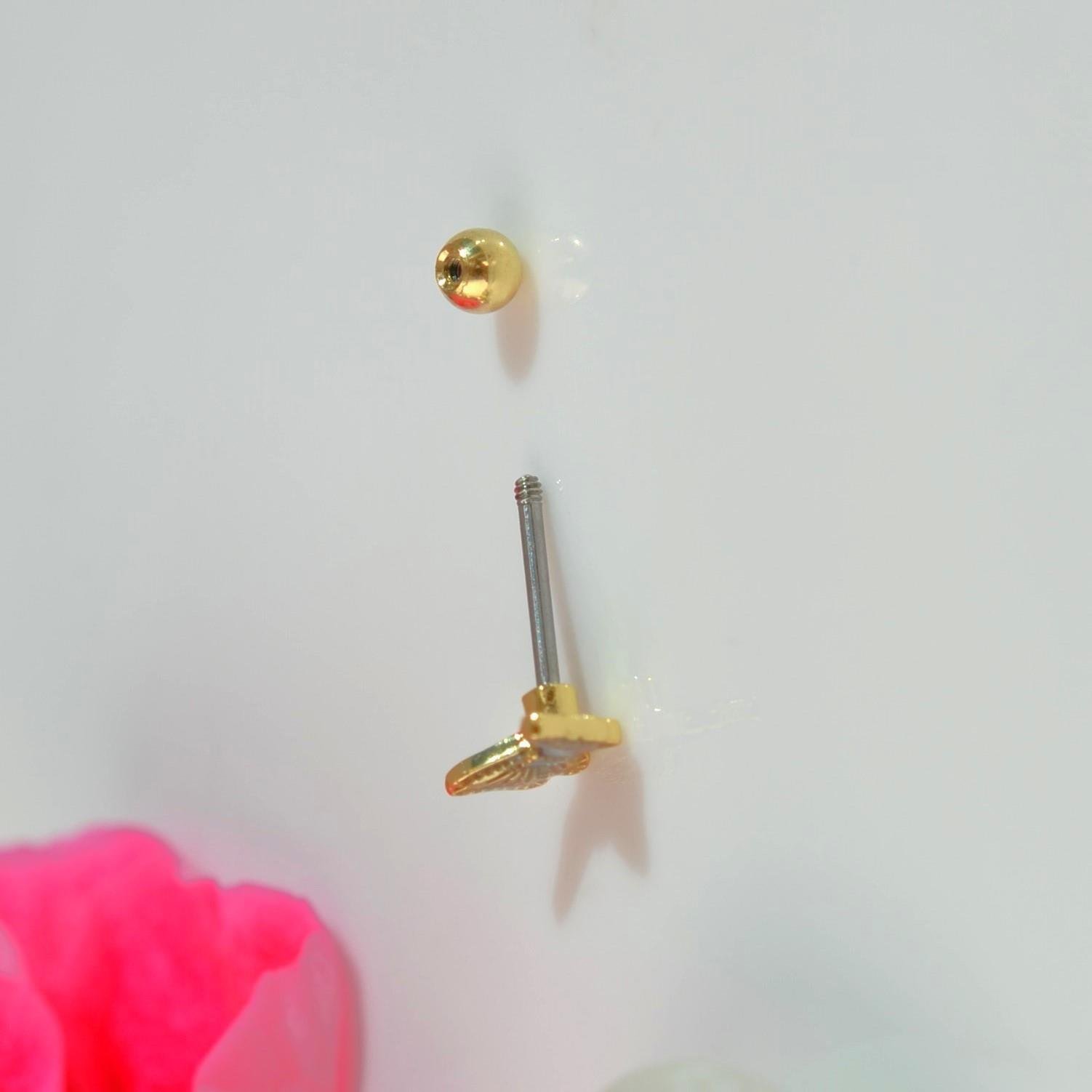 Turuncu Kelebekli Çelik Piercing Helix Kıkırdak Conch Lob Gold