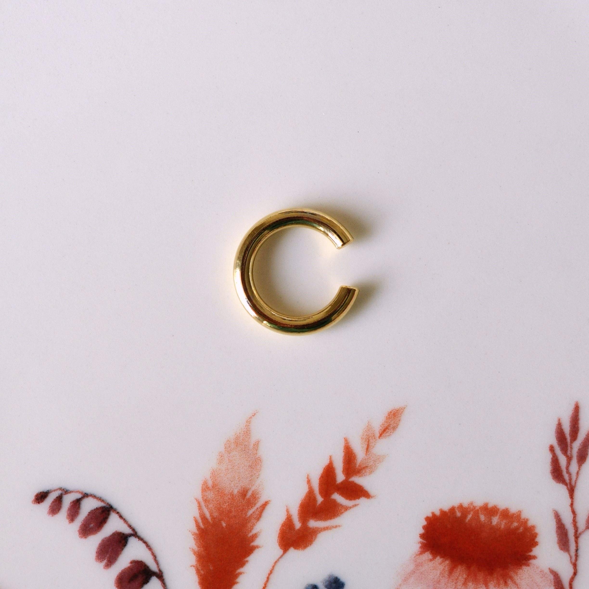 XL Gold Earcuff Bombeli Halka Kıkırdak Küpesi Geçirmeli Günlük Kullanım