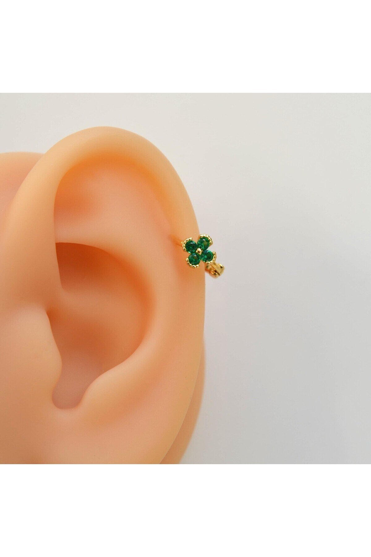 Yeşil Renk Çiçek Halka Piercing Helix Kıkırdak Forward Helix Piercing