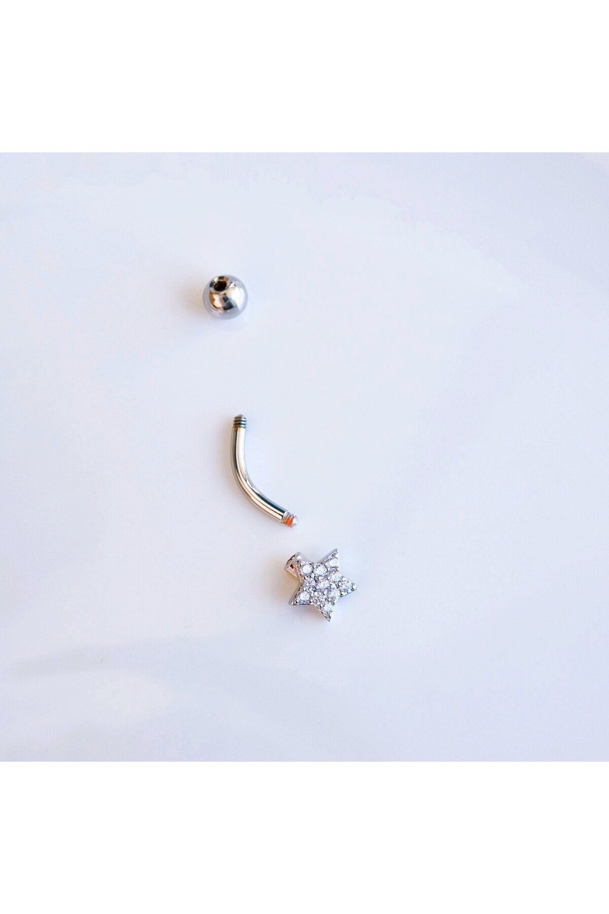 Yıldızlı Göbek Piercingi Çelik Silver Renkli Minimal