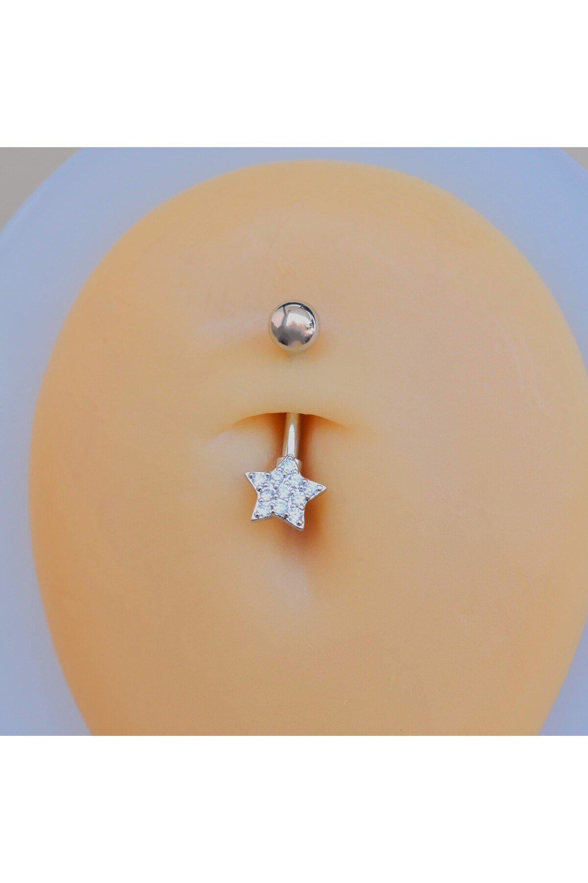 Yıldızlı Göbek Piercingi Çelik Silver Renkli Minimal