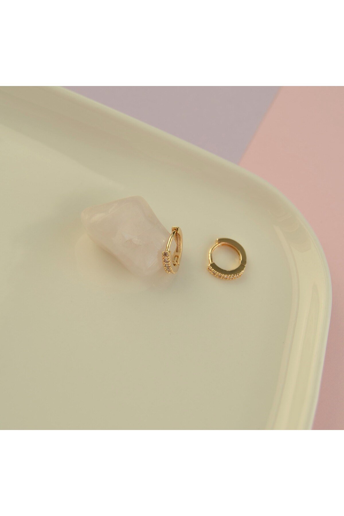 Zirkon Taşlı Mini Halka Küpe Piercing
