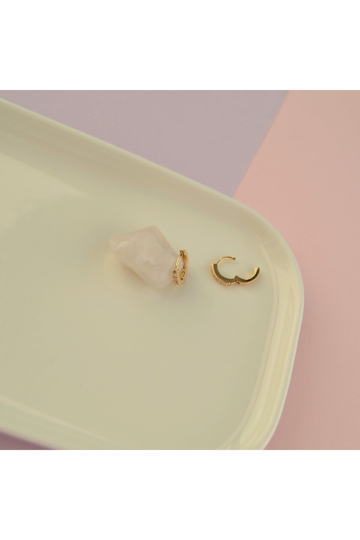 Zirkon Taşlı Mini Halka Küpe Piercing