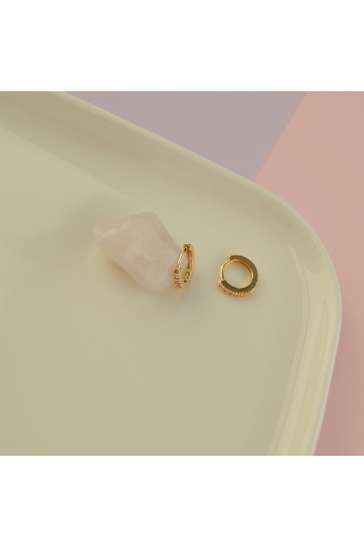 Zirkon Taşlı Mini Halka Küpe Piercing