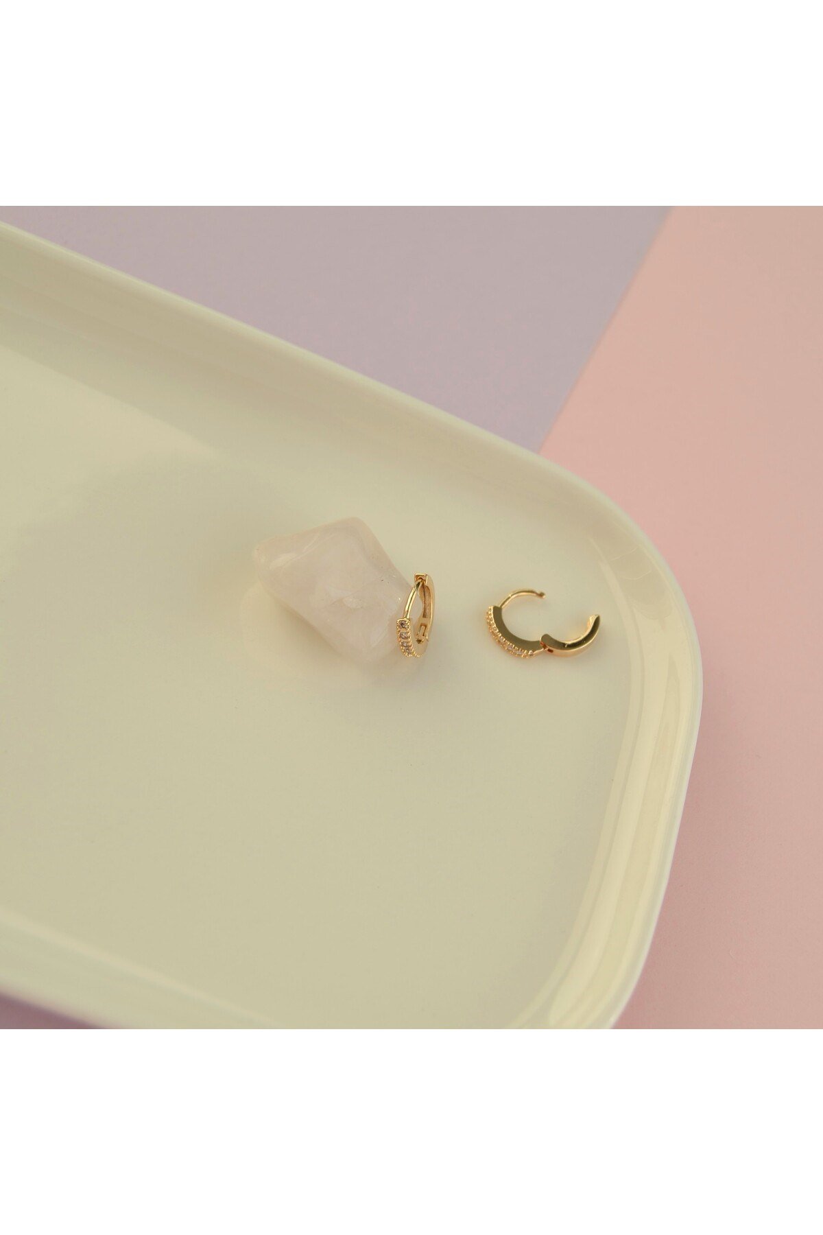 Zirkon Taşlı Mini Halka Küpe Piercing