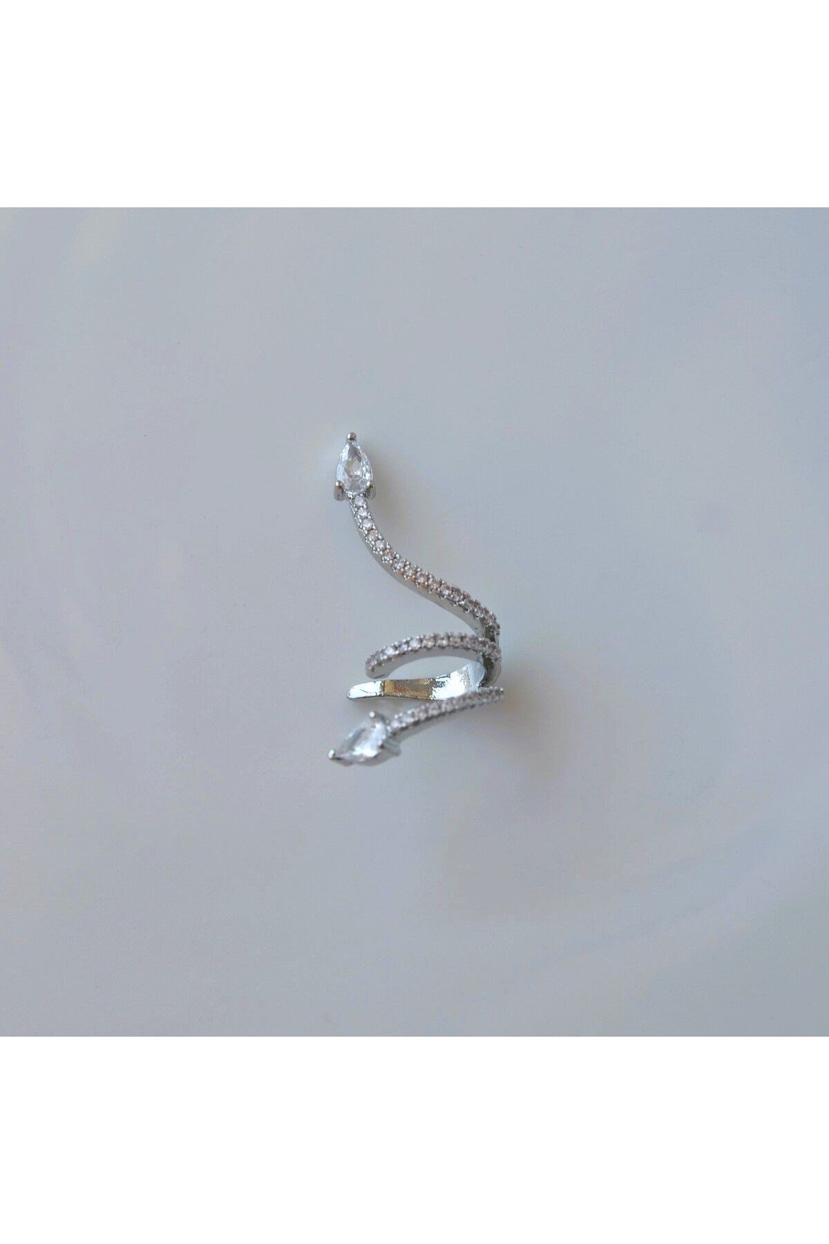 Zirkon Yılan Model Earcuff Delik Gerektirmez Yılanlı Kıkırdak Küpesi Silver Renk