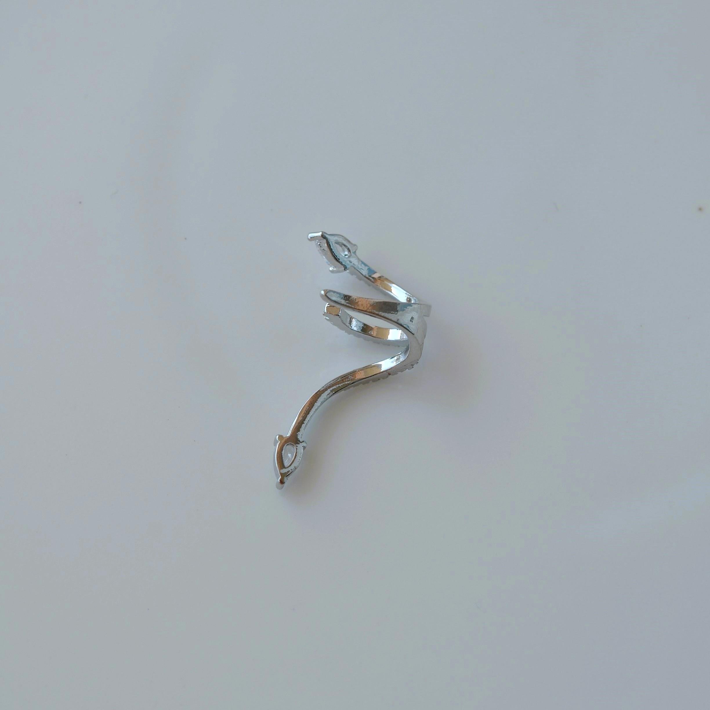 Zirkon Yılan Model Earcuff Delik Gerektirmez Yılanlı Kıkırdak Küpesi Silver Renk