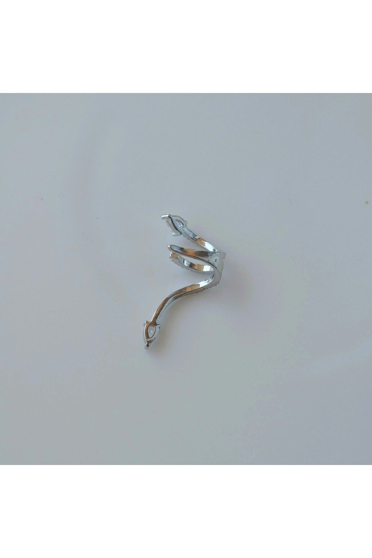 Zirkon Yılan Model Earcuff Delik Gerektirmez Yılanlı Kıkırdak Küpesi Silver Renk