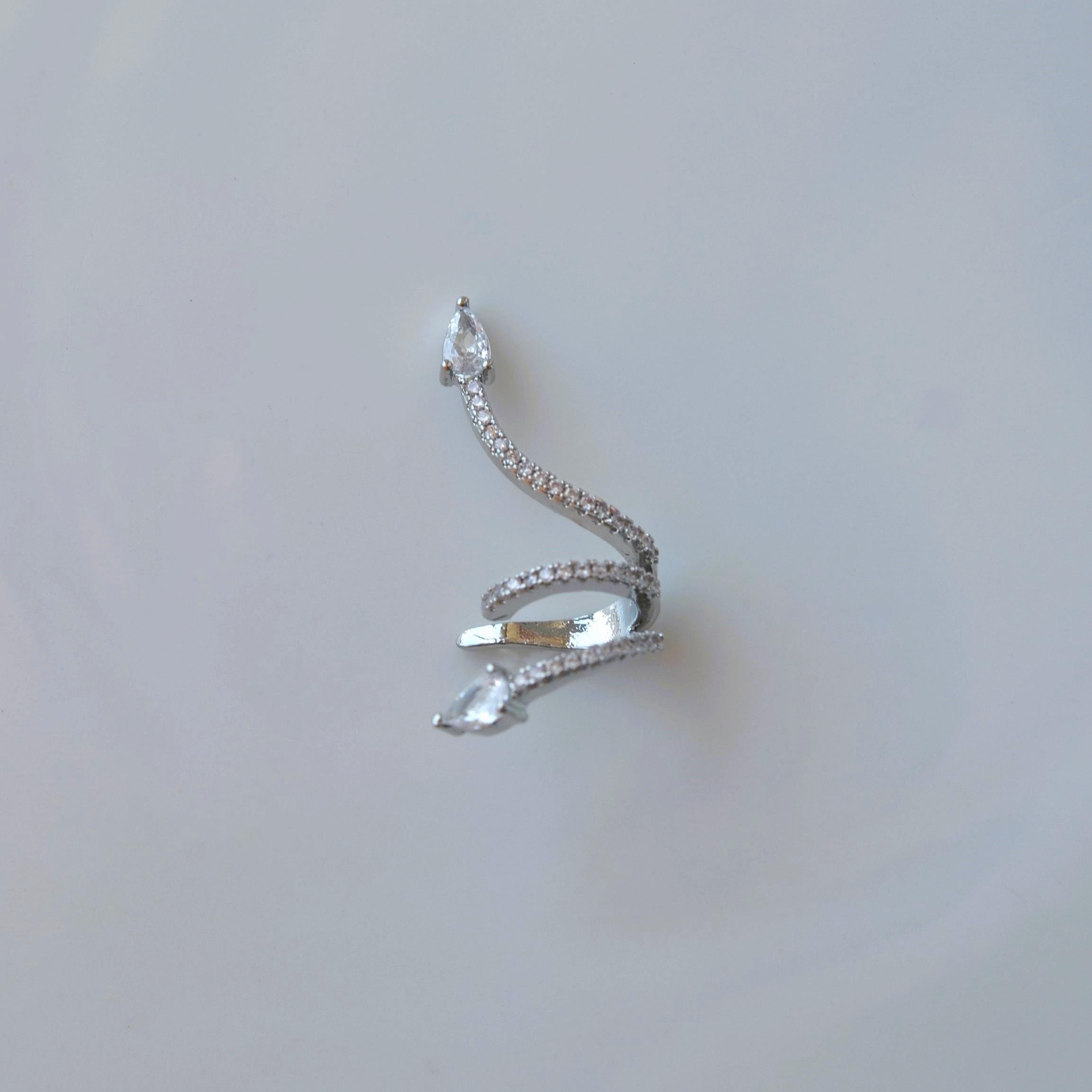 Zirkon Yılan Model Earcuff Delik Gerektirmez Yılanlı Kıkırdak Küpesi Silver Renk
