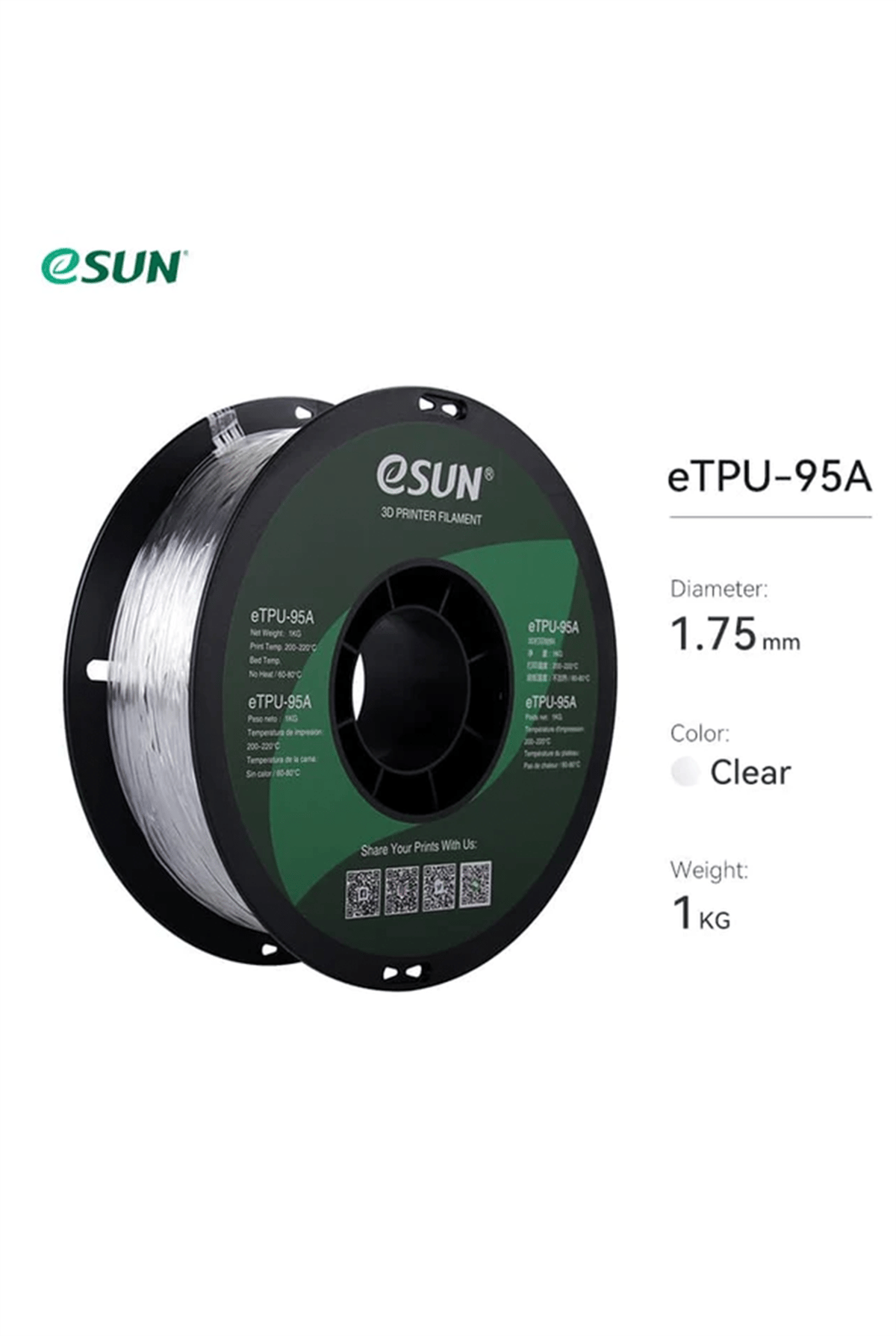 Esun Etpu-95A Filament Naturel