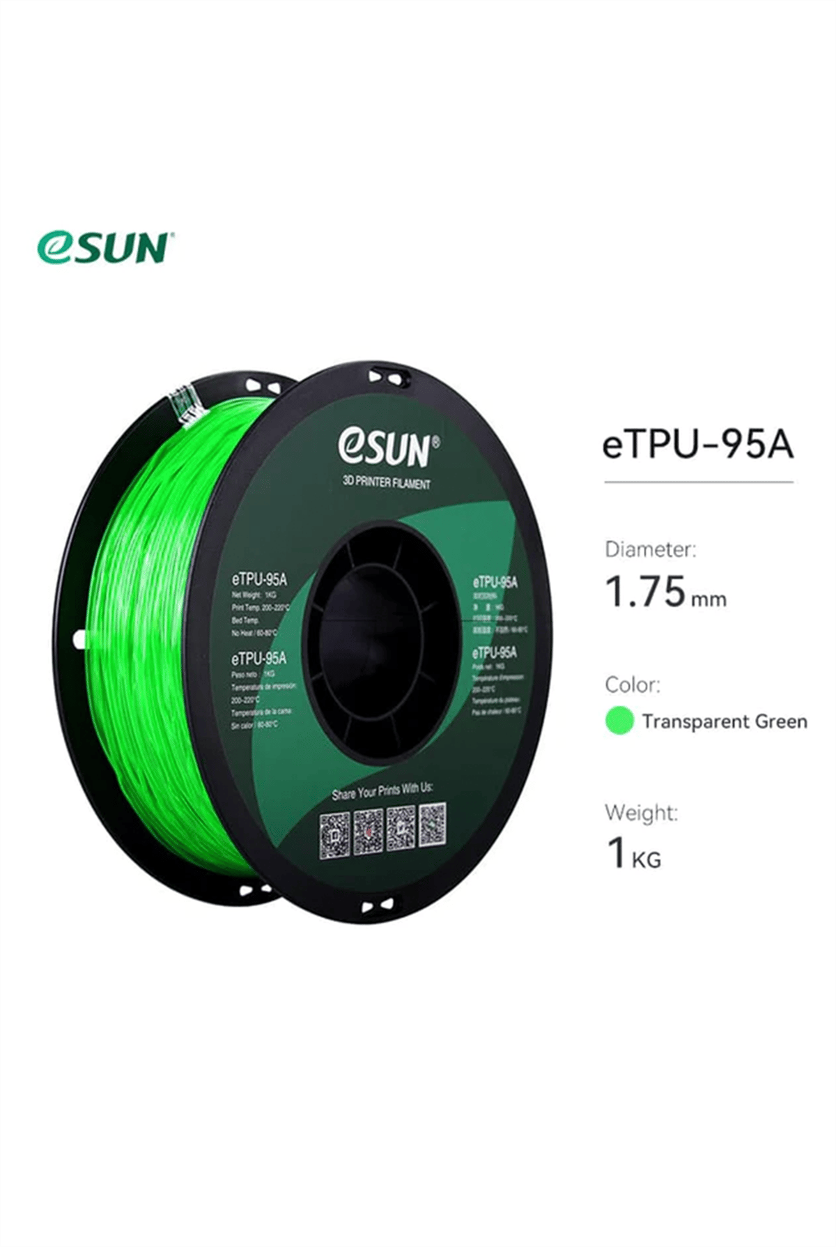 Esun Etpu-95A Filament Transparan Yeşil