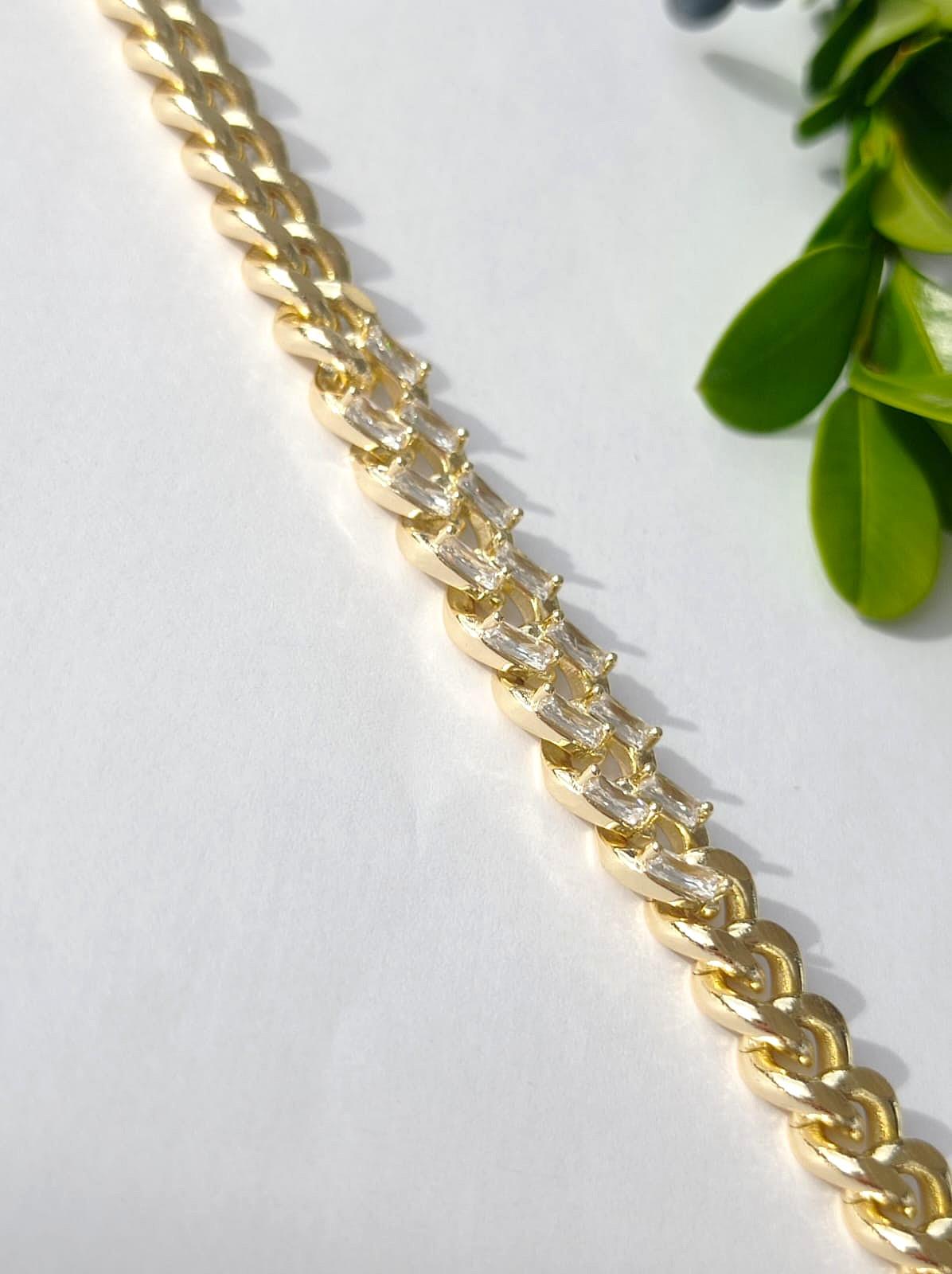 Çelik Gold Taşlı Zincir Bileklik