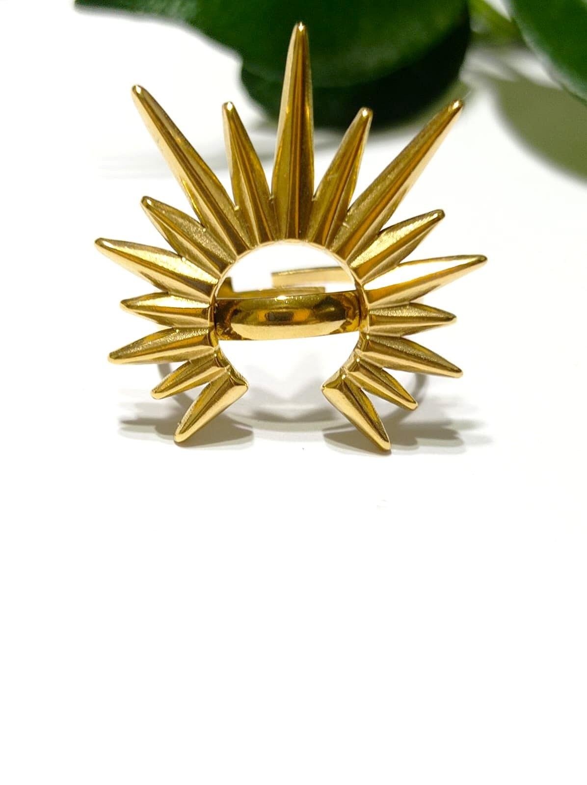 Çelik Güneş Gold Yüzük