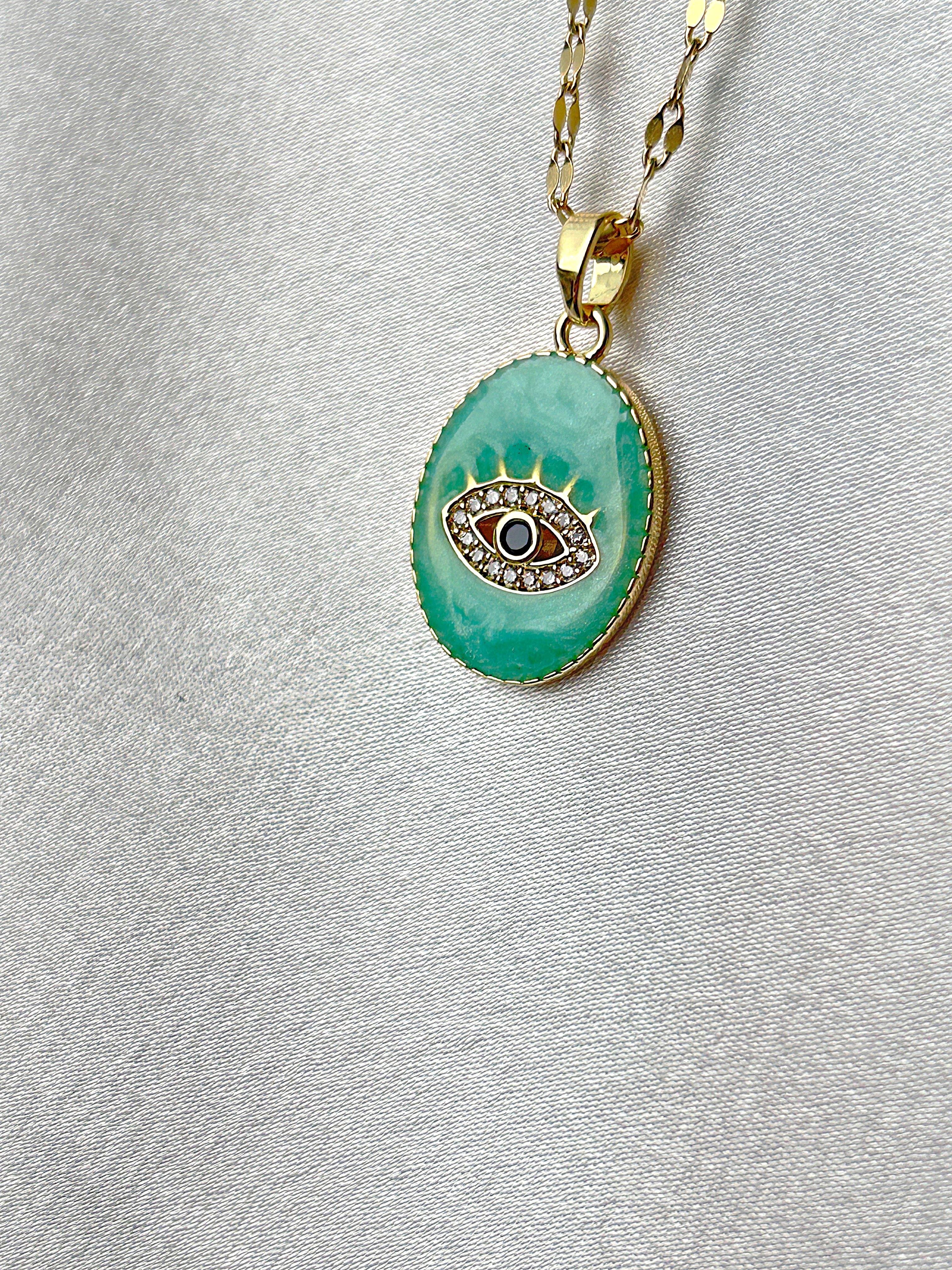 ÇELİK TURKUAZ GÖZ KOLYE