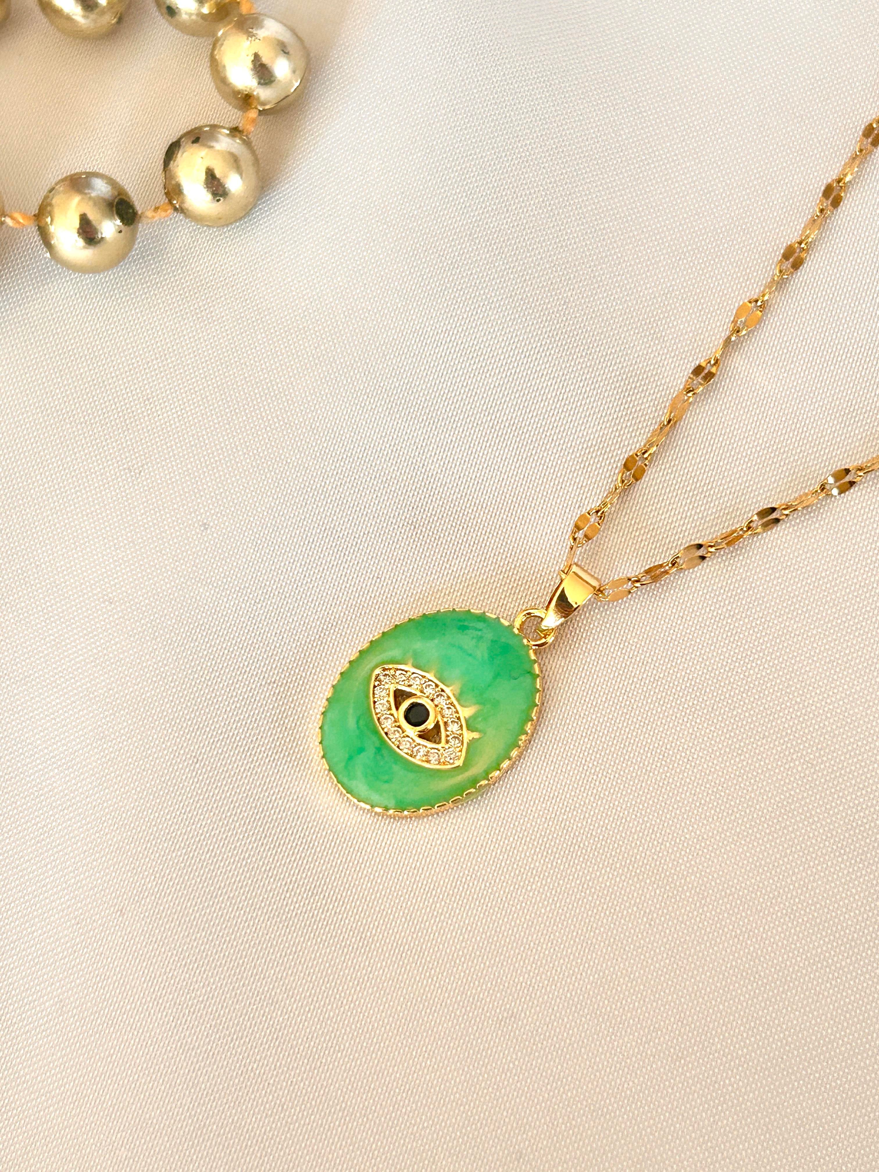 ÇELİK TURKUAZ GÖZ KOLYE