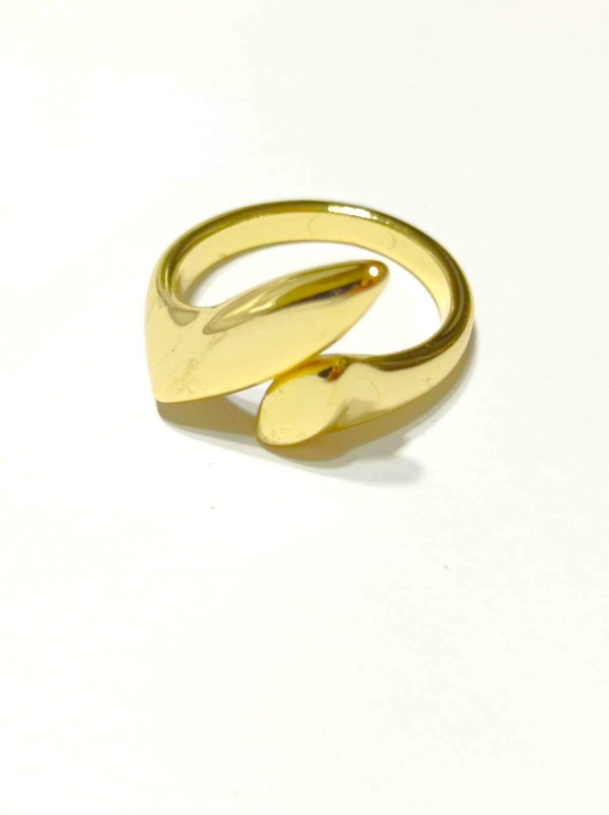 Geometrik Çelik Gold Yüzük