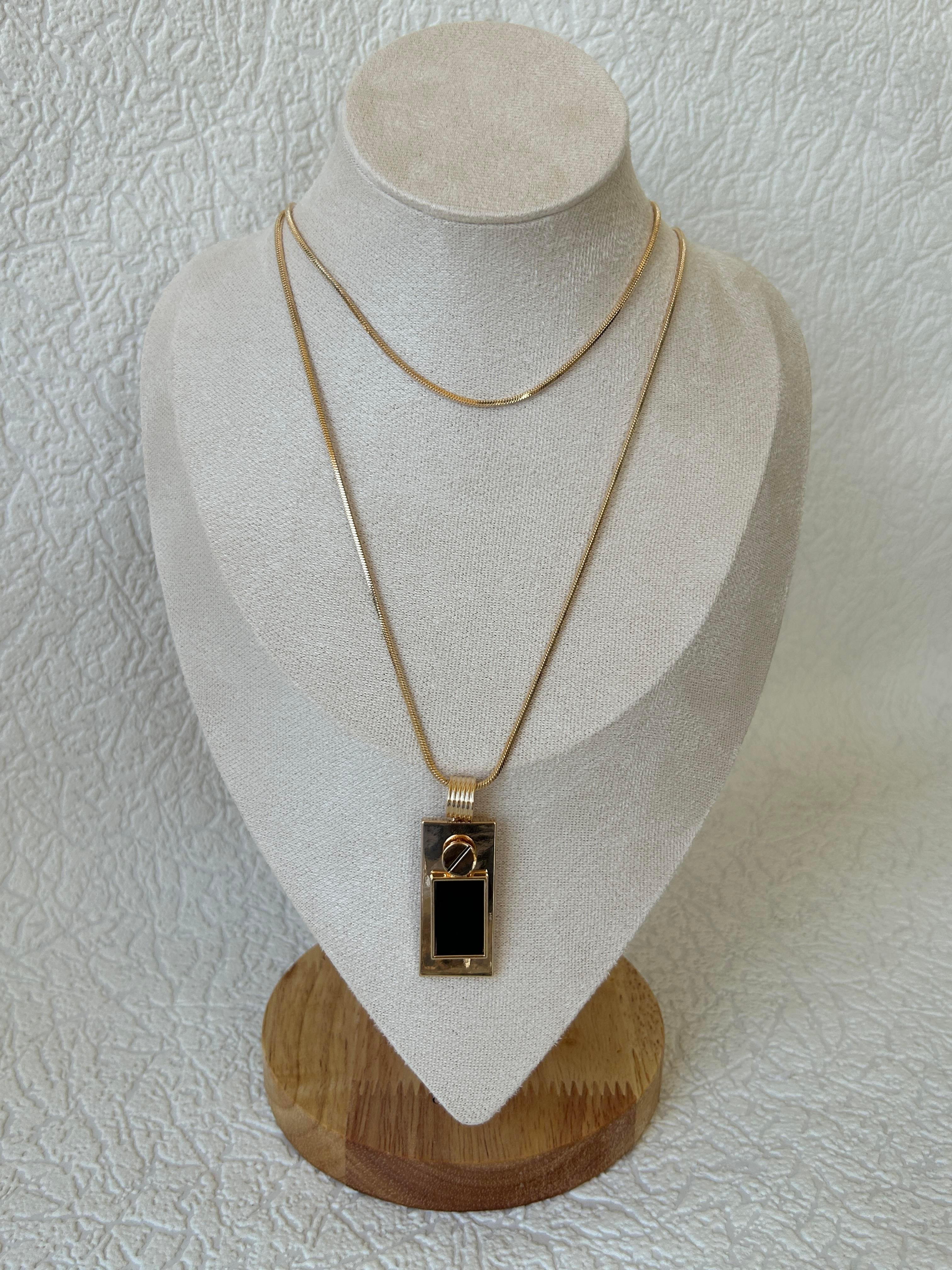 Gold Siyah Tabaka Kolye 