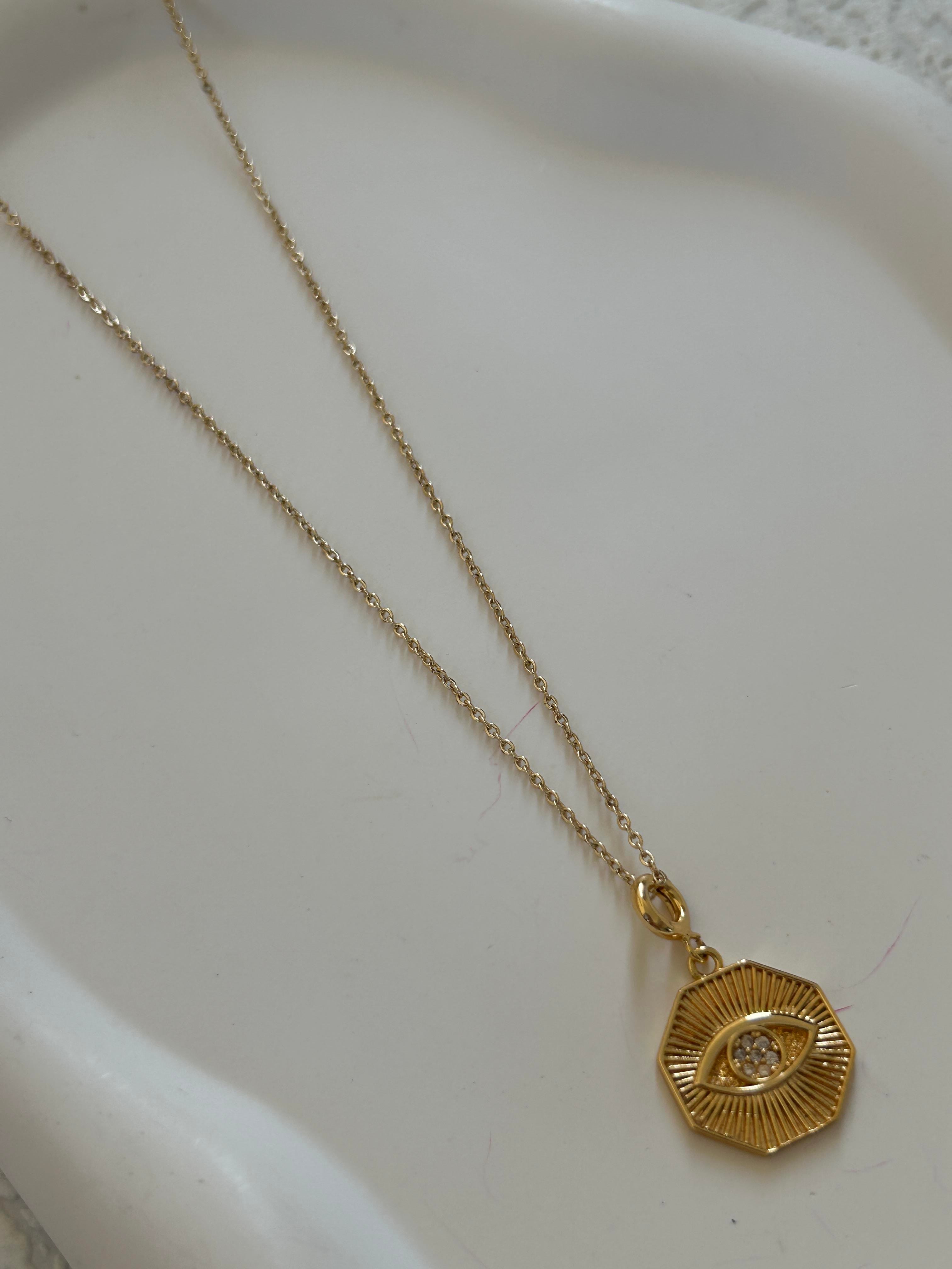 Göz Madalyon Gold Kolye