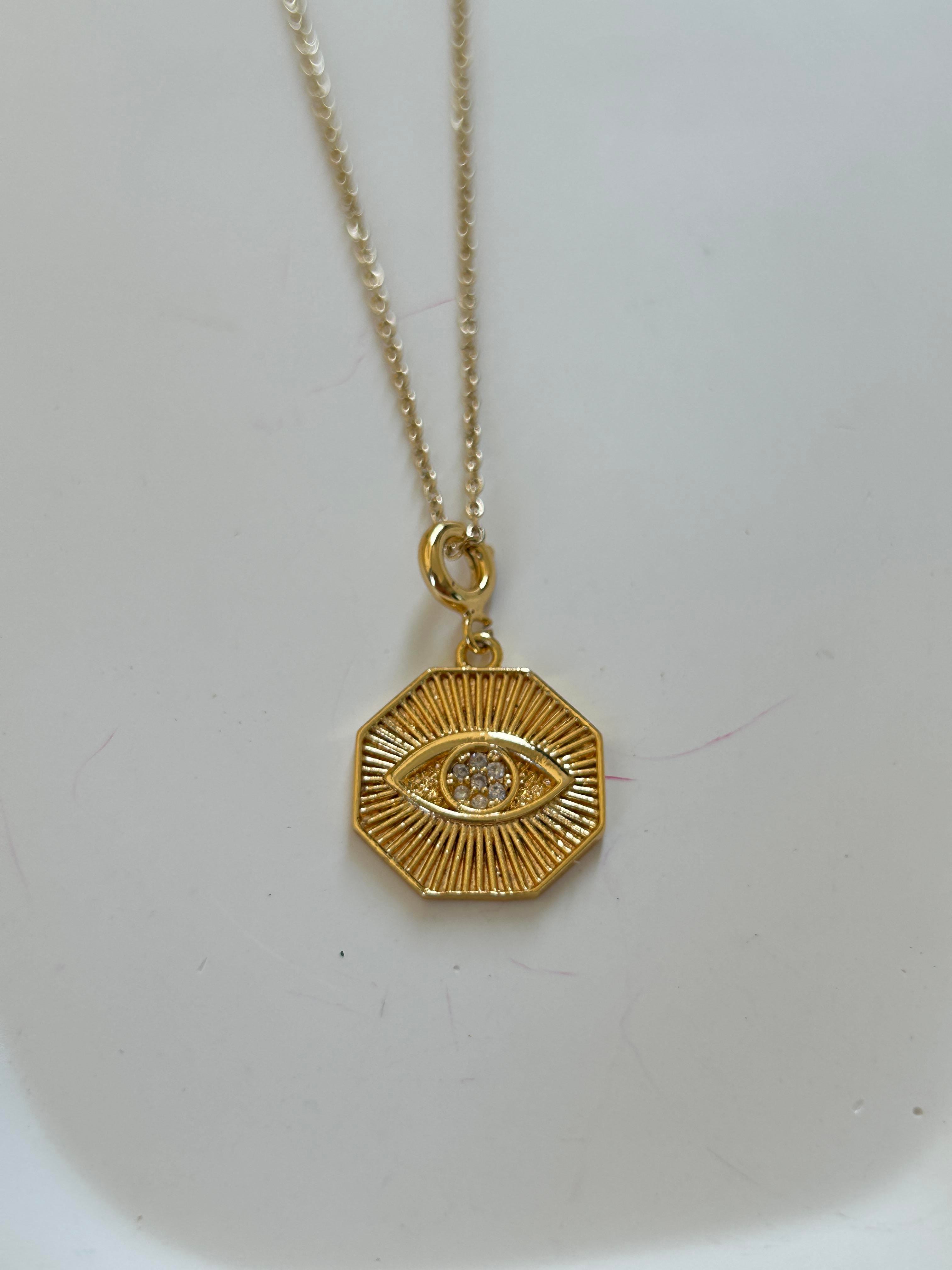 Göz Madalyon Gold Kolye