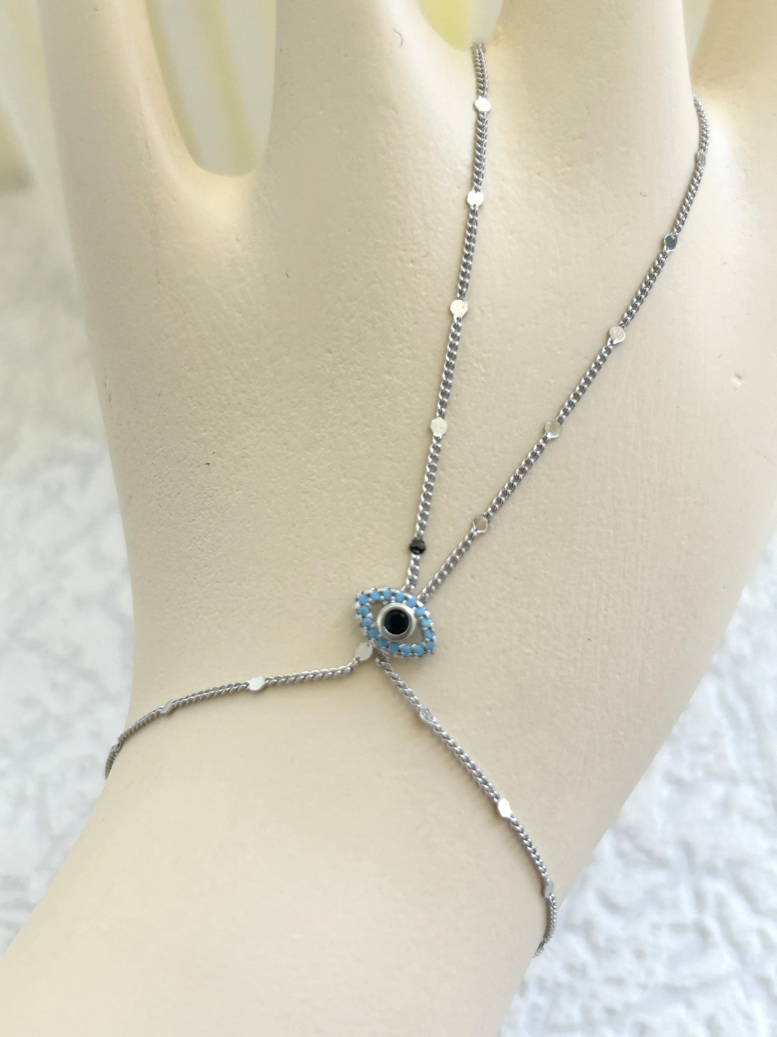 Göz Model Ezme Zincir Detay Silver Şahmeran