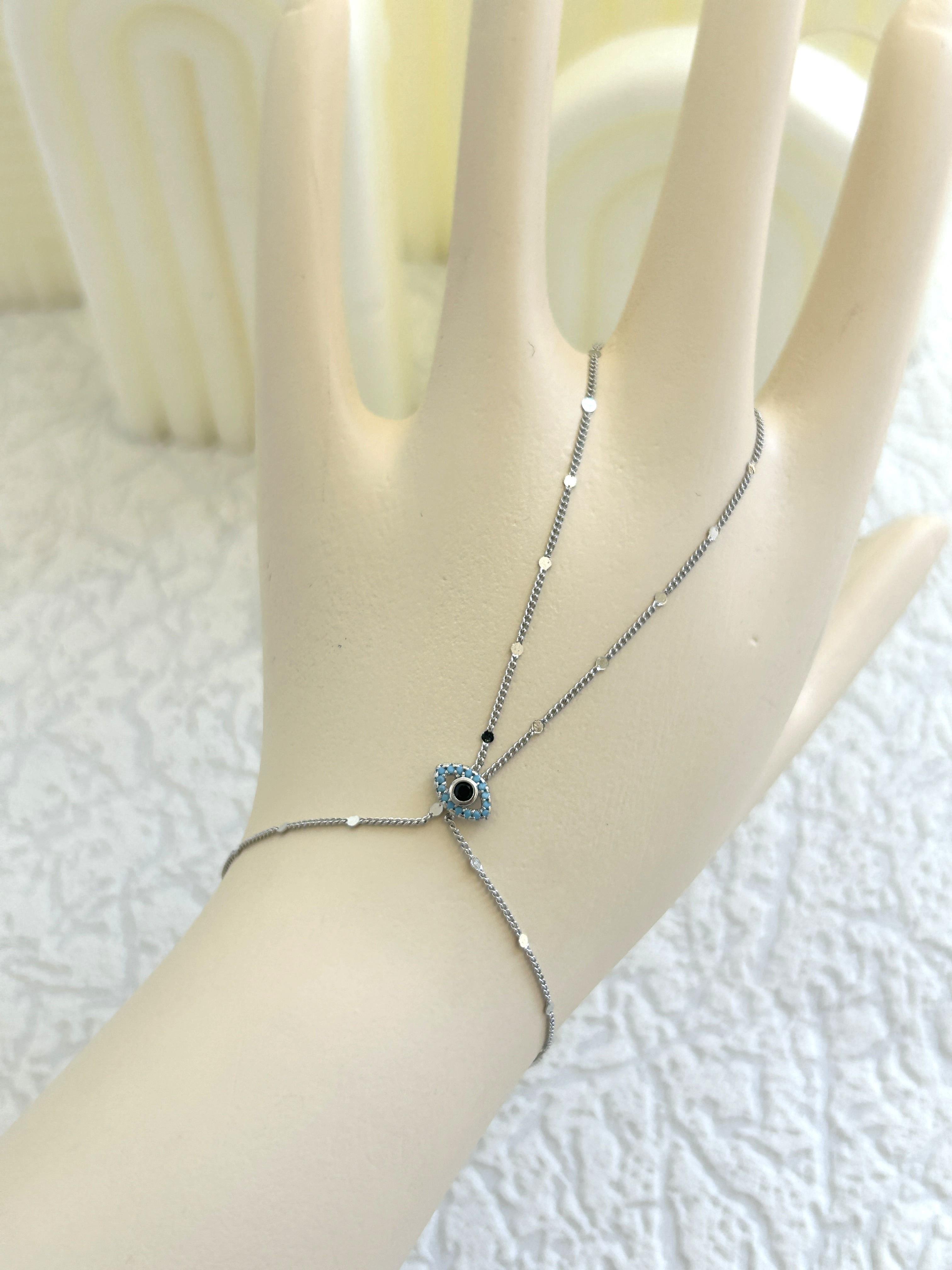 Göz Model Ezme Zincir Detay Silver Şahmeran