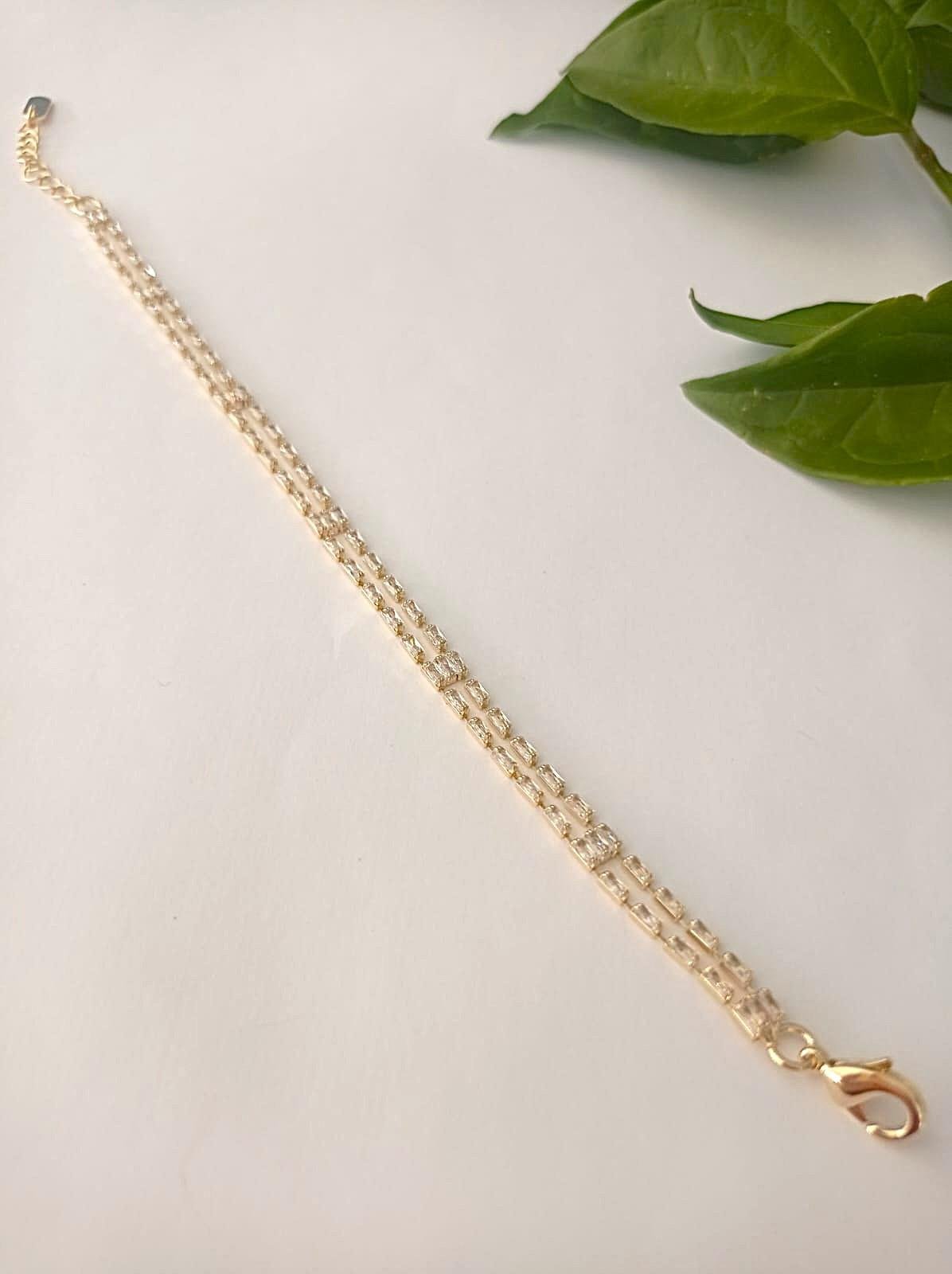 İkili Taşlı Gold Bileklik