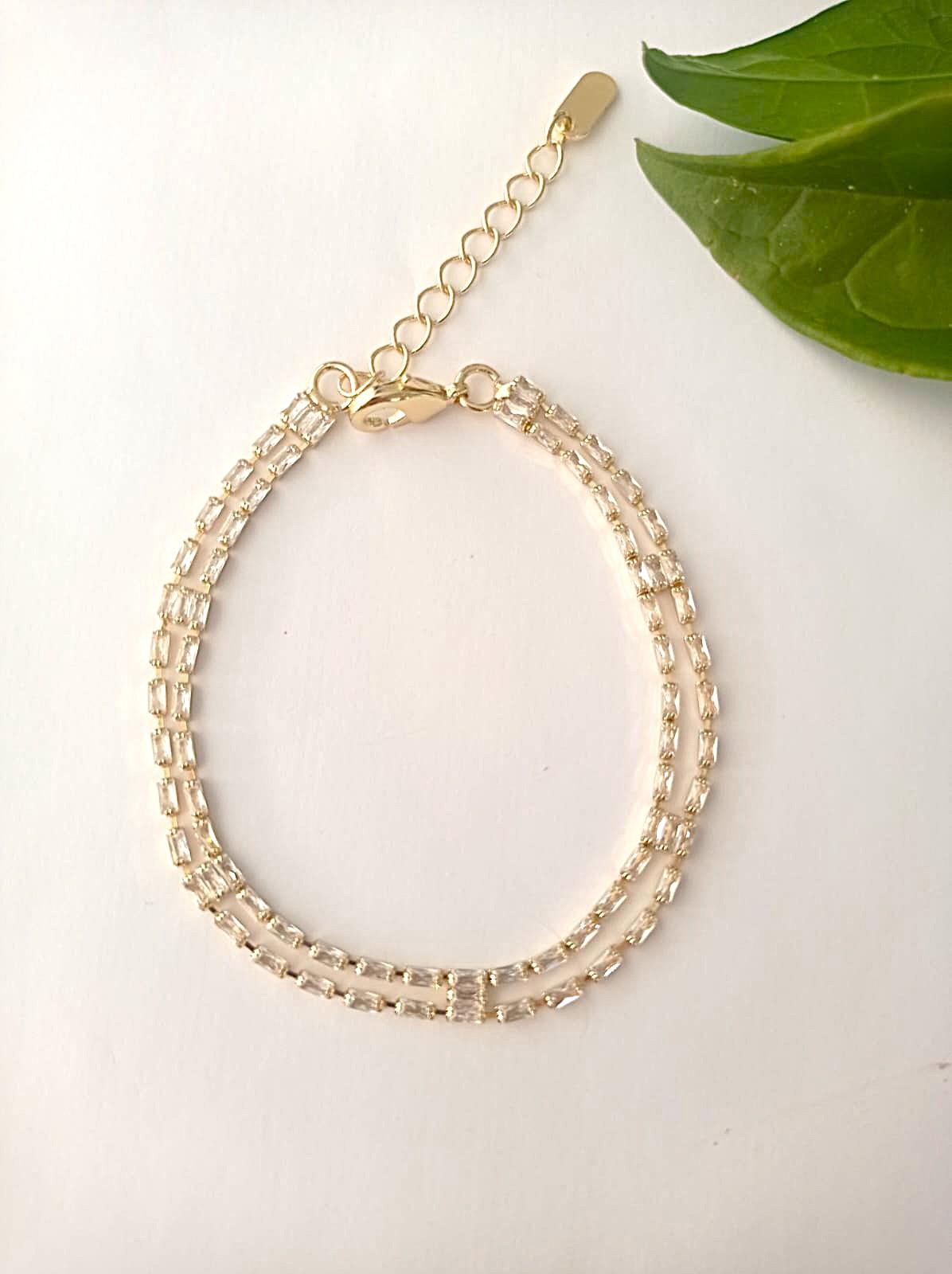 İkili Taşlı Gold Bileklik